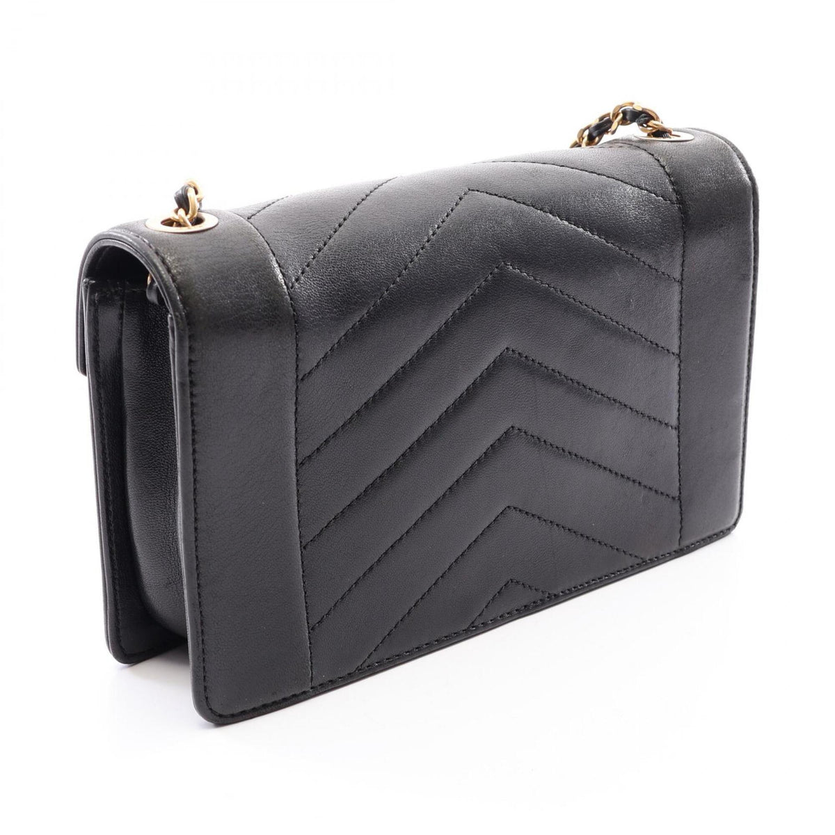 Chanel Black Leather Handbag Shoulder Bag (Pre-Owned)