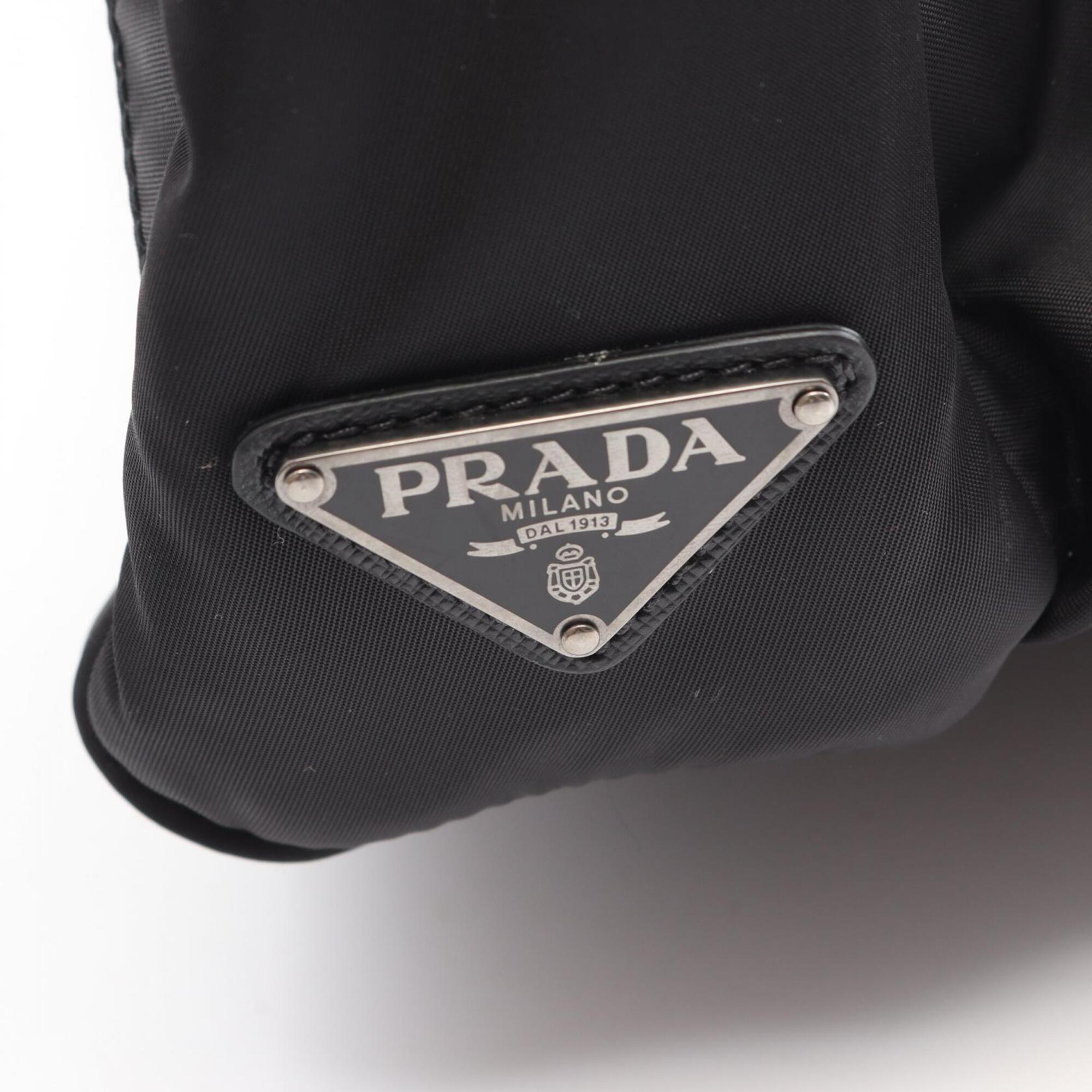 Prada Black Nylon Leather Backpack Handbag (Pre-Owned)
