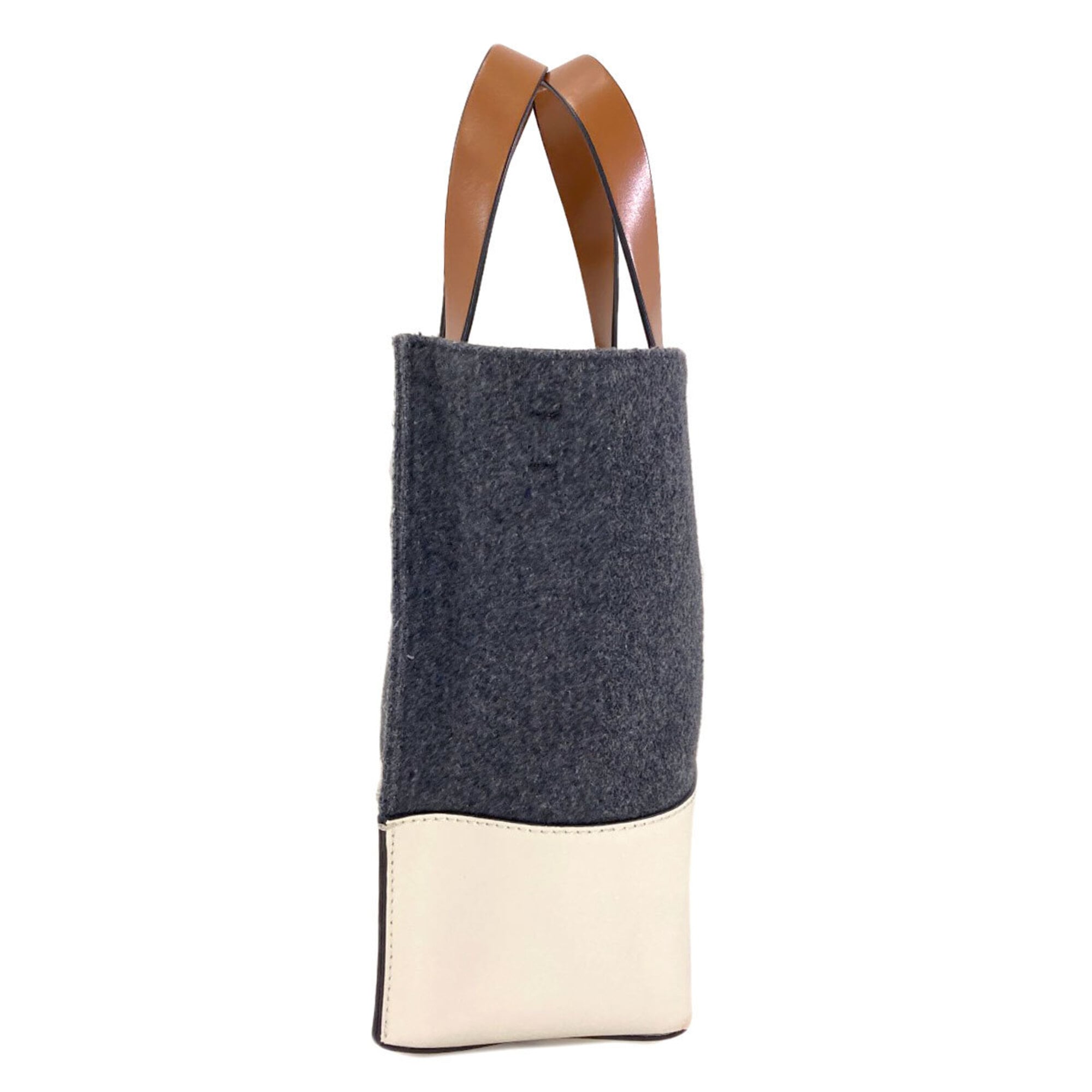 Marni Gray White Felt Leather Handbag (Pre-Owned)