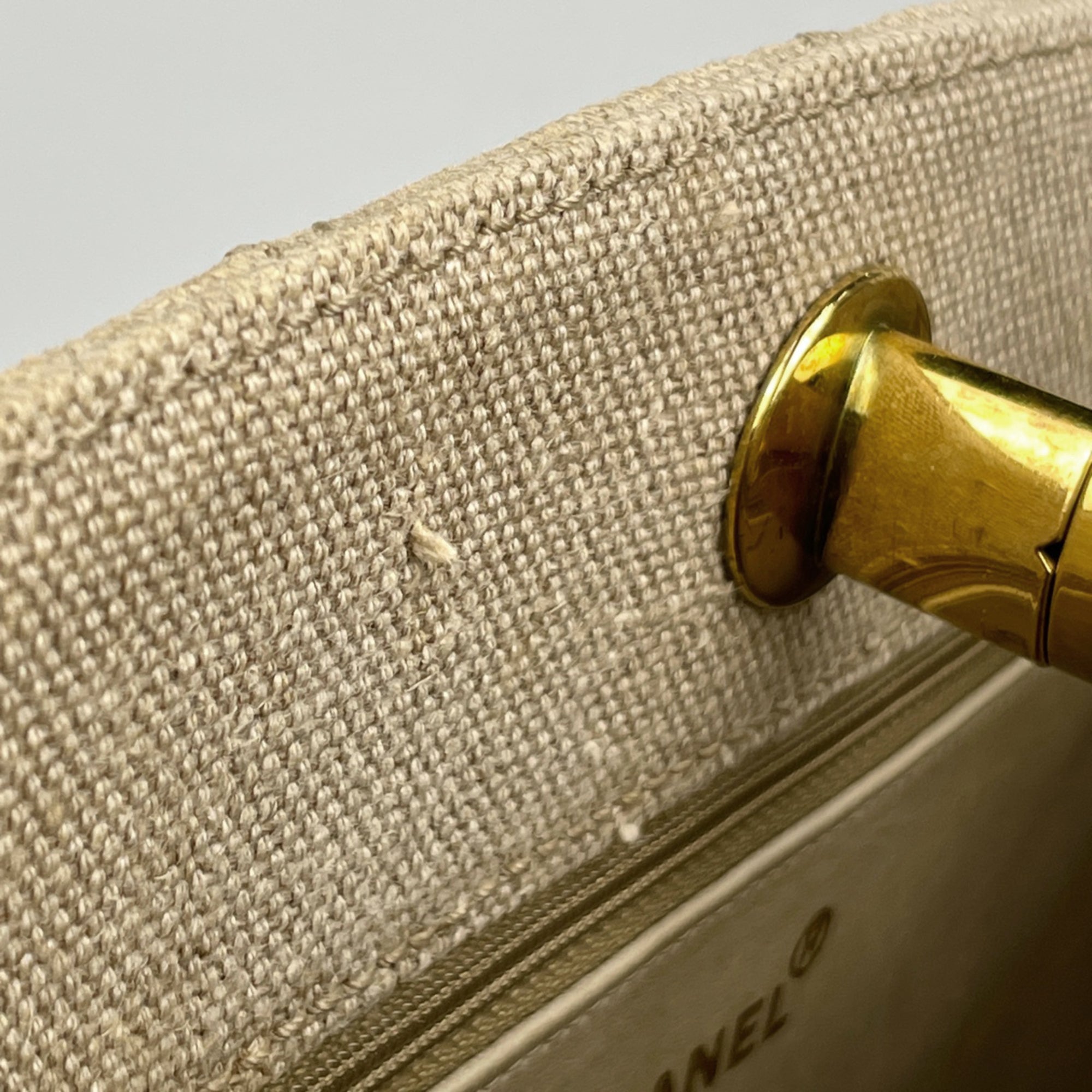 Chanel Beige Canvas Shoulder Bag Tote Bag (Pre-Owned)