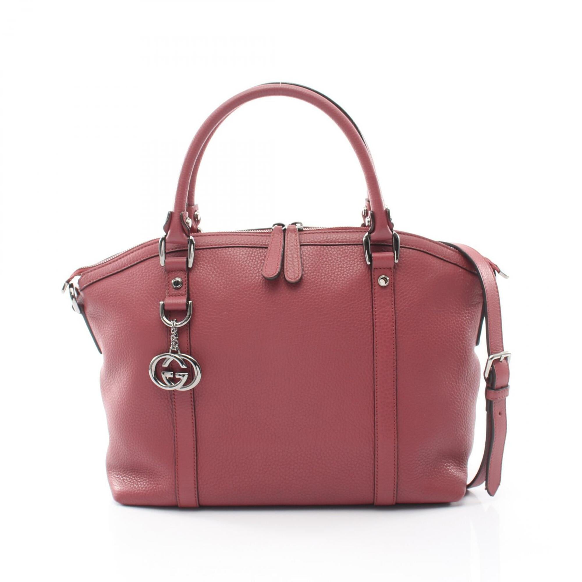 Gucci Bordeaux Leather Handbag Tote Bag (Pre-Owned)