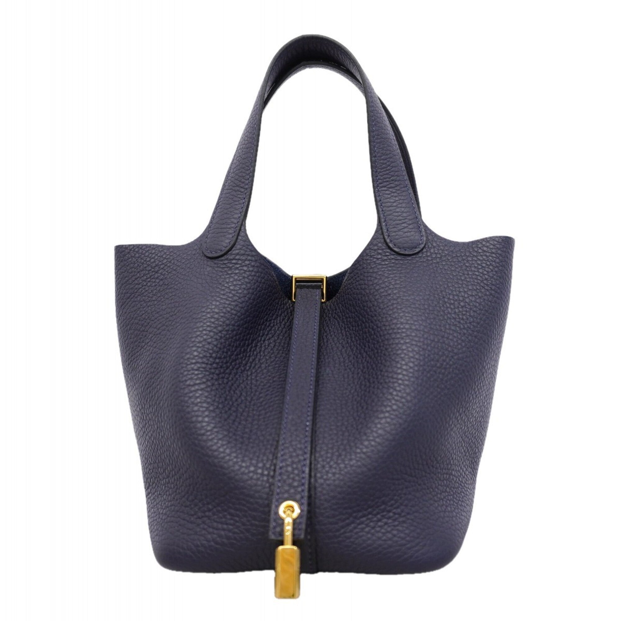 Hermes Blue Obscurs Taurillon Clemence Leather Handbag (Pre-Owned)