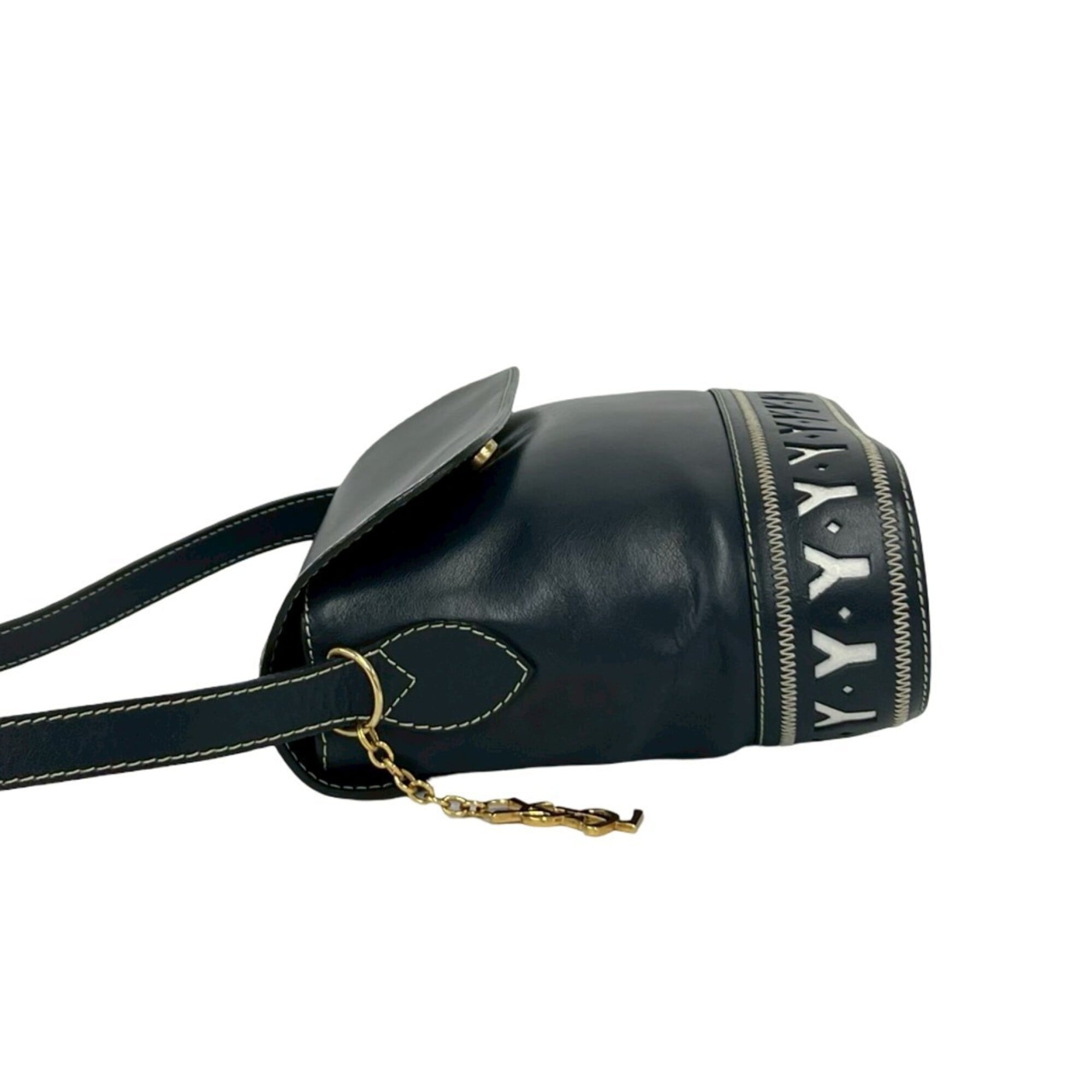 Yves Saint Laurent Navy Leather Shoulder Bag (Pre-Owned)
