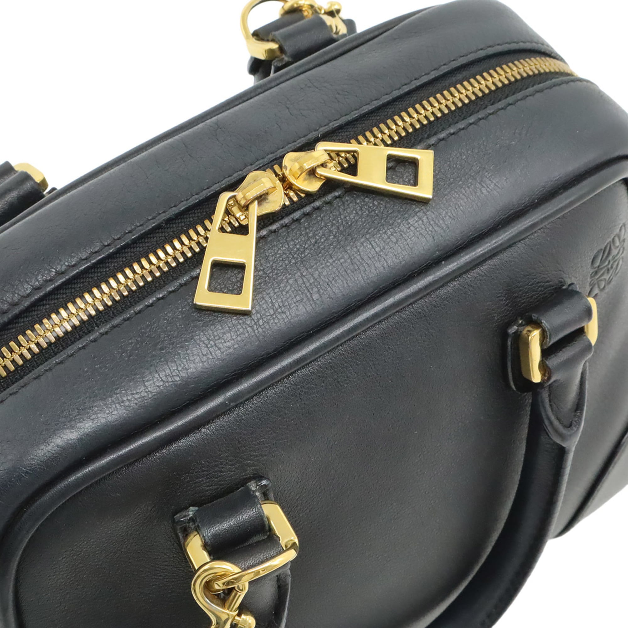 Loewe Amazona Black Leather Handbag Shoulder Bag (Pre-Owned)