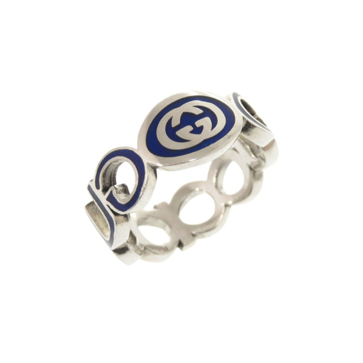 Gucci Silver Blue Silver 925 Band Ring (Pre-Owned)