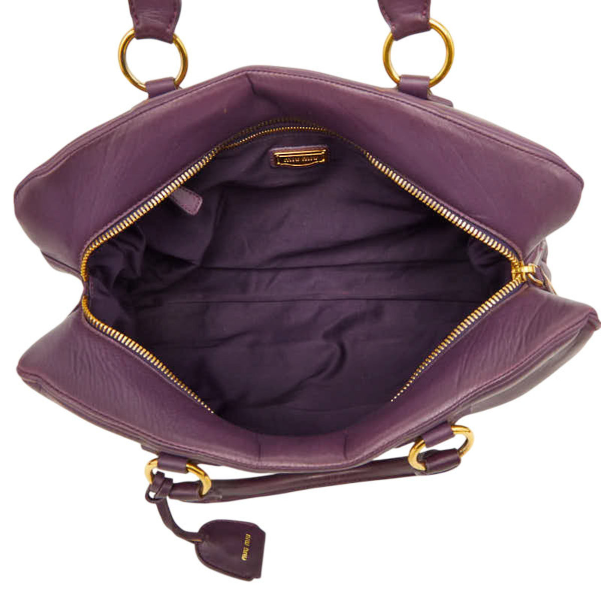 Miu Miu Purple Leather Boston Bag Handbag (Pre-Owned)