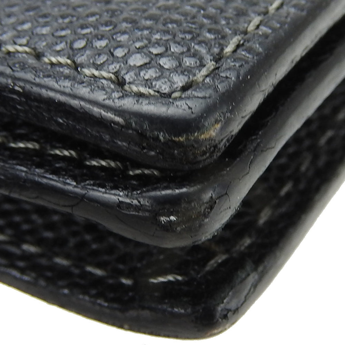 Cartier Santos Black Leather Long Wallet (Bi-Fold) (Pre-Owned)