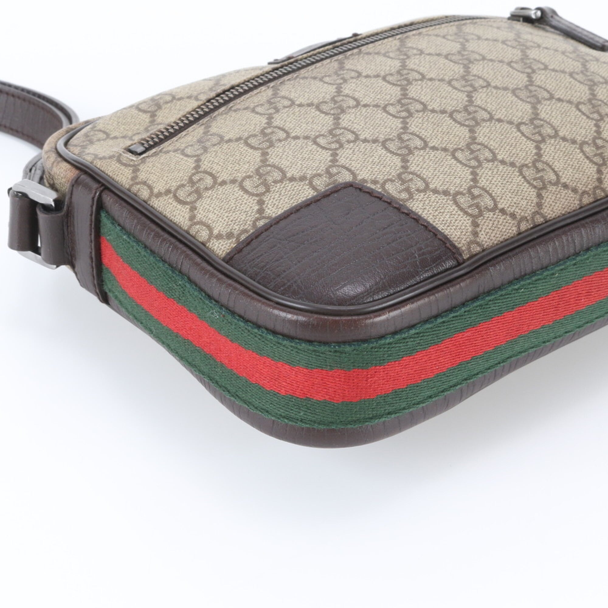 Gucci Brown Leather Coated Canvas Clutch Bag Pouch (Pre-Owned)