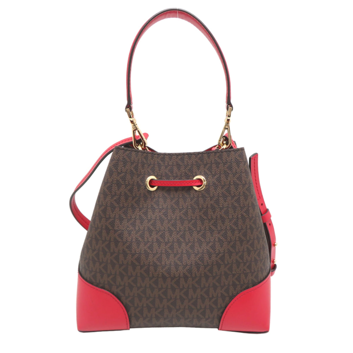 Michael Kors Brown Red Color Pvc Leather Handbag (Pre-Owned)