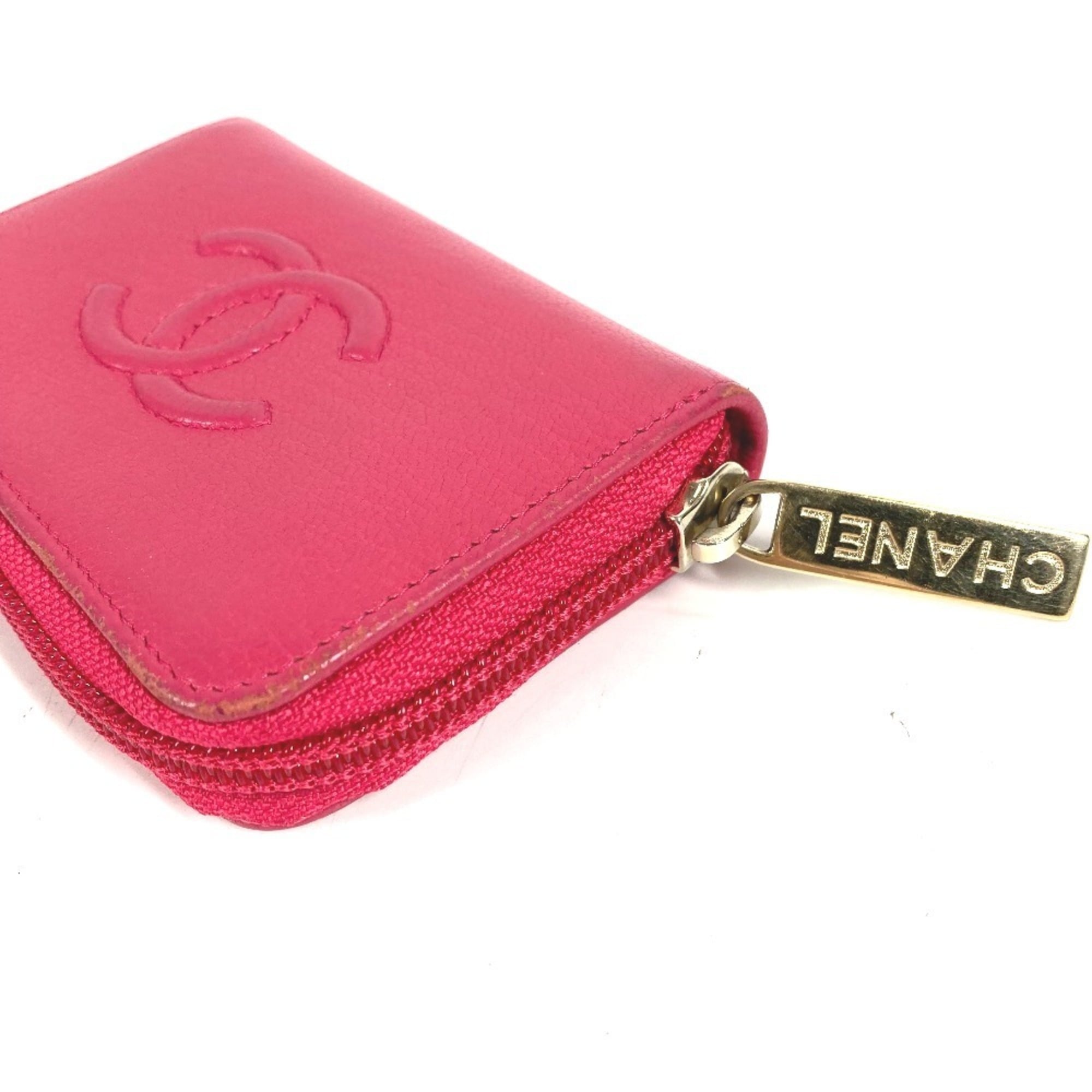 Chanel Pink Leather Coin Purse/Coin Case (Pre-Owned)