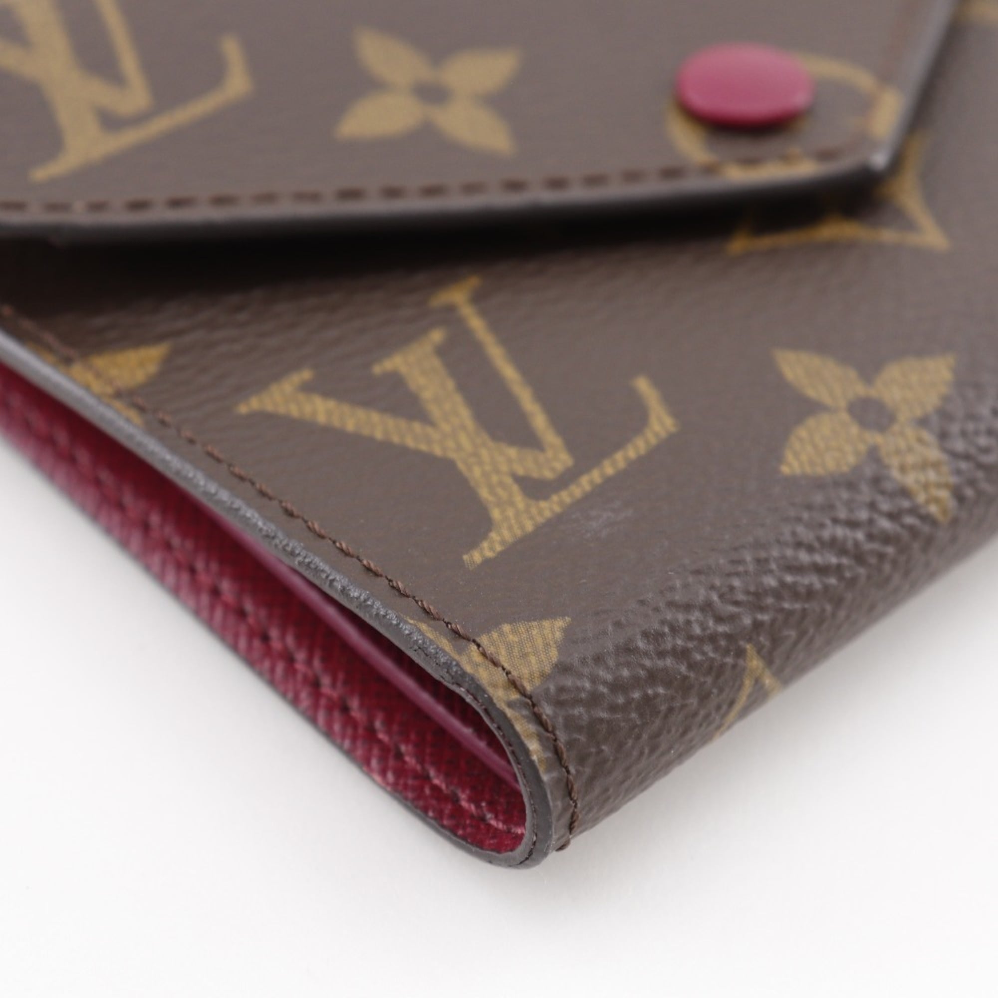 Louis Vuitton Brown Fuchsia Monogram Canvas Wallet (Tri-Fold) (Pre-Owned)