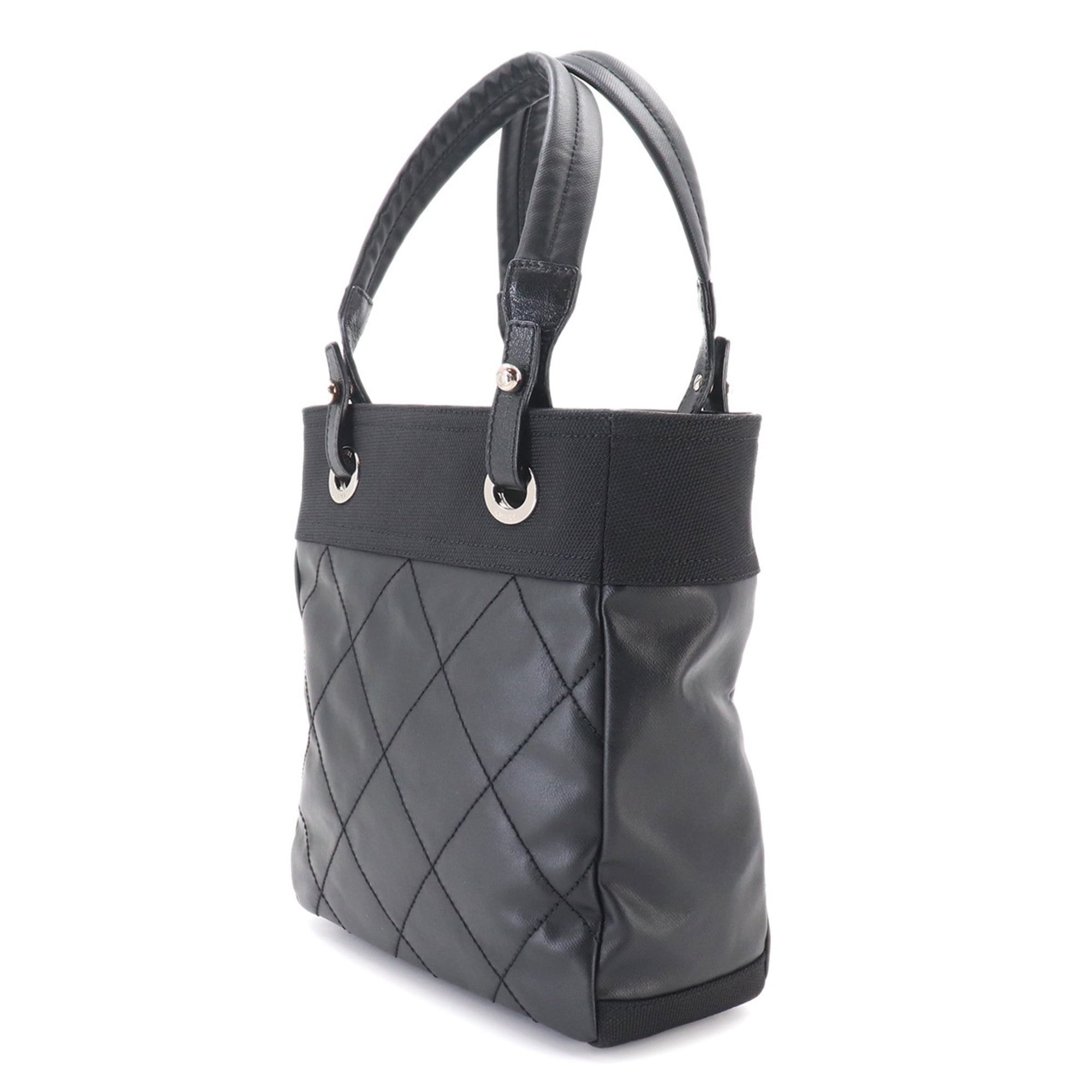 Chanel Black Synthetic Leather Handbag Tote Bag (Pre-Owned)
