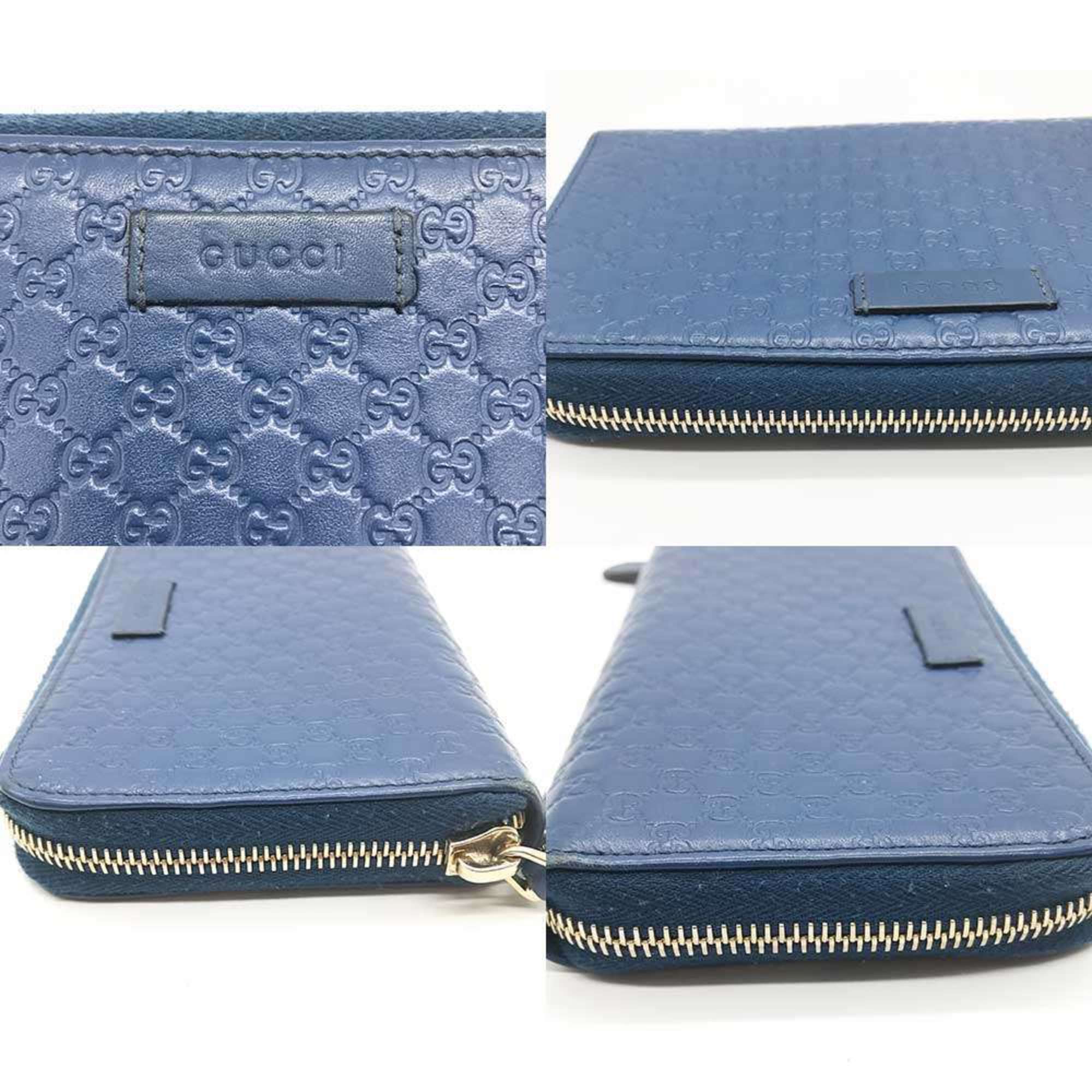 Gucci Guccissima Blue Gg Leather Long Wallet (Bi-Fold) (Pre-Owned)