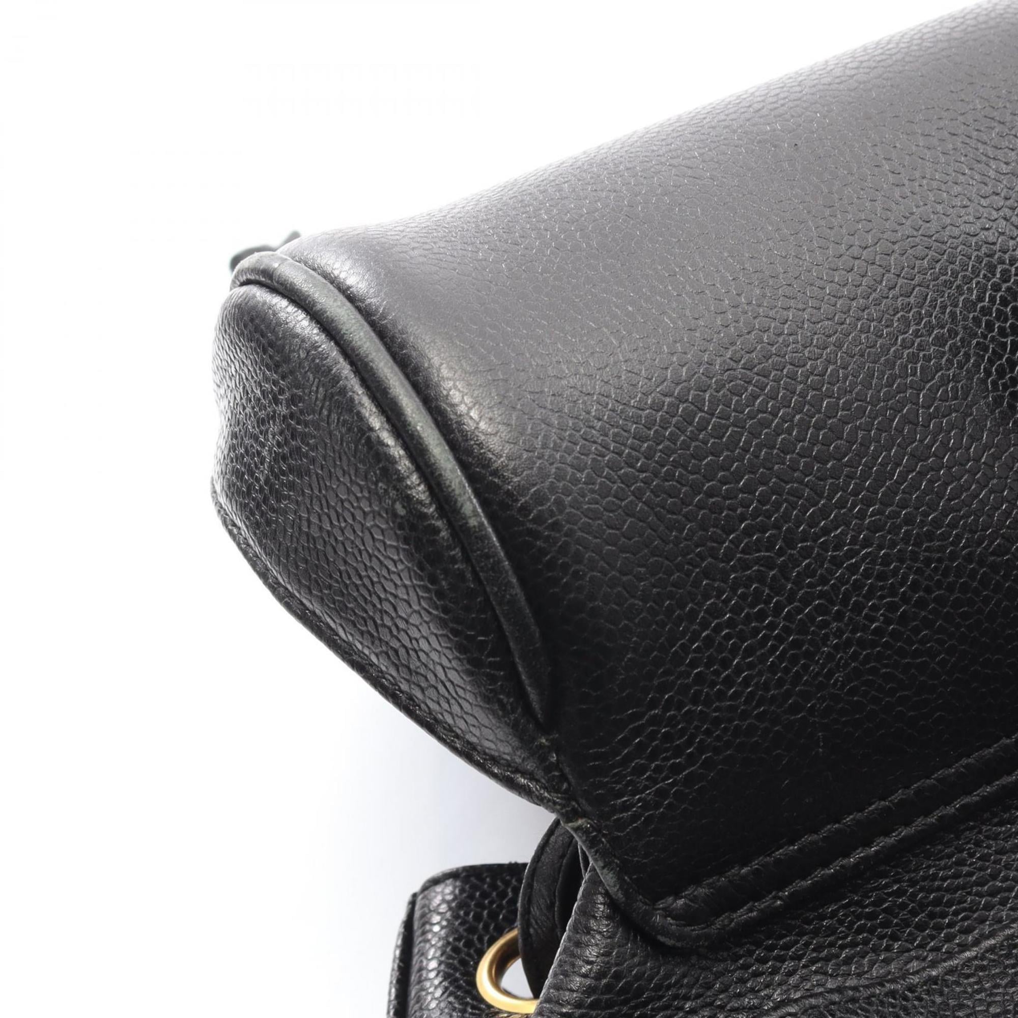 Chanel Black Grained Calfskin Backpack Handbag (Pre-Owned)