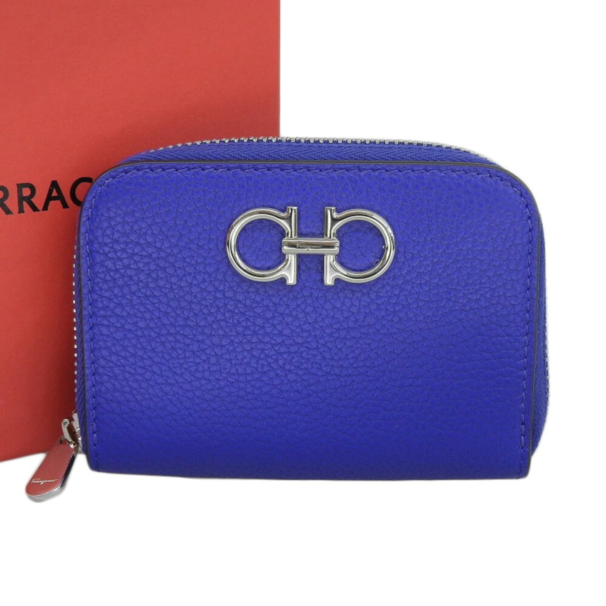 Salvatore Ferragamo Blue Leather Coin Purse/Coin Case (Pre-Owned)