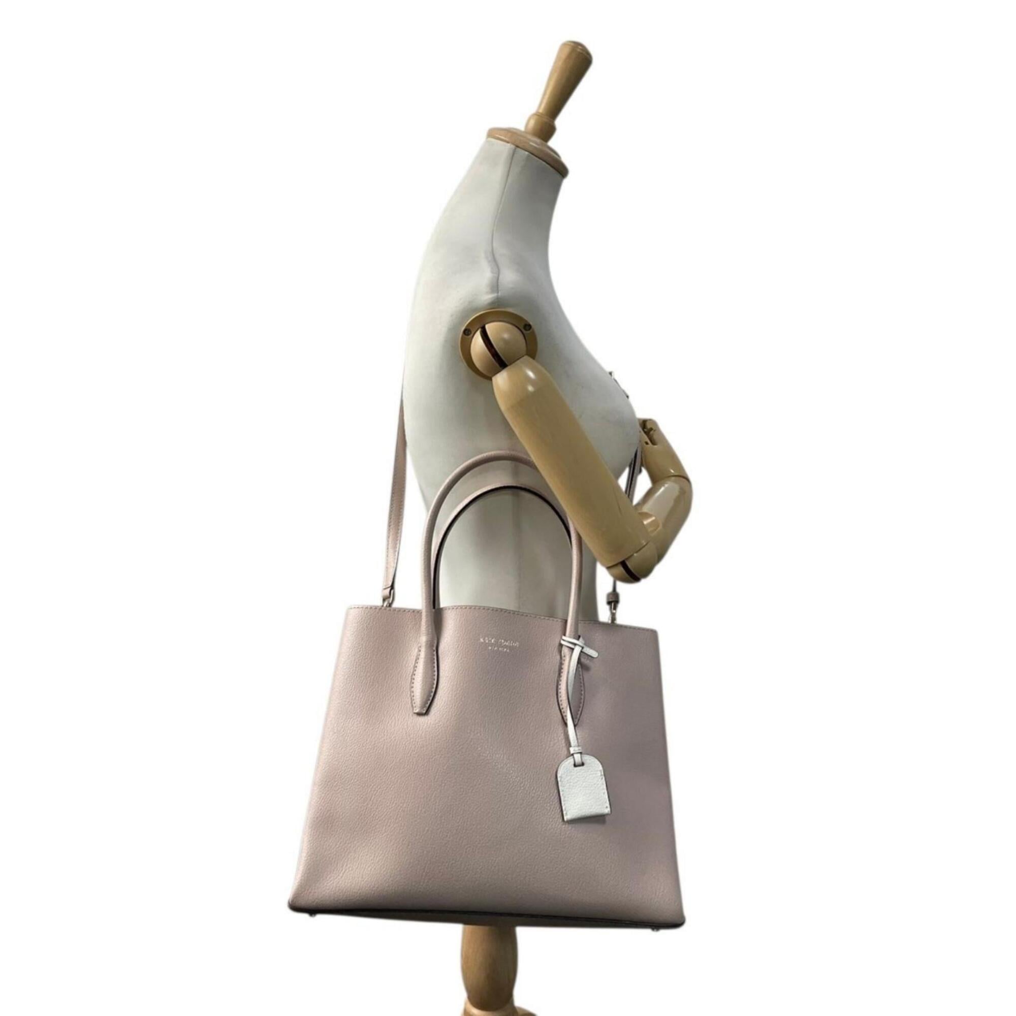 Kate Spade Light Pink White Leather Handbag Shoulder Bag Tote Bag (Pre-Owned)