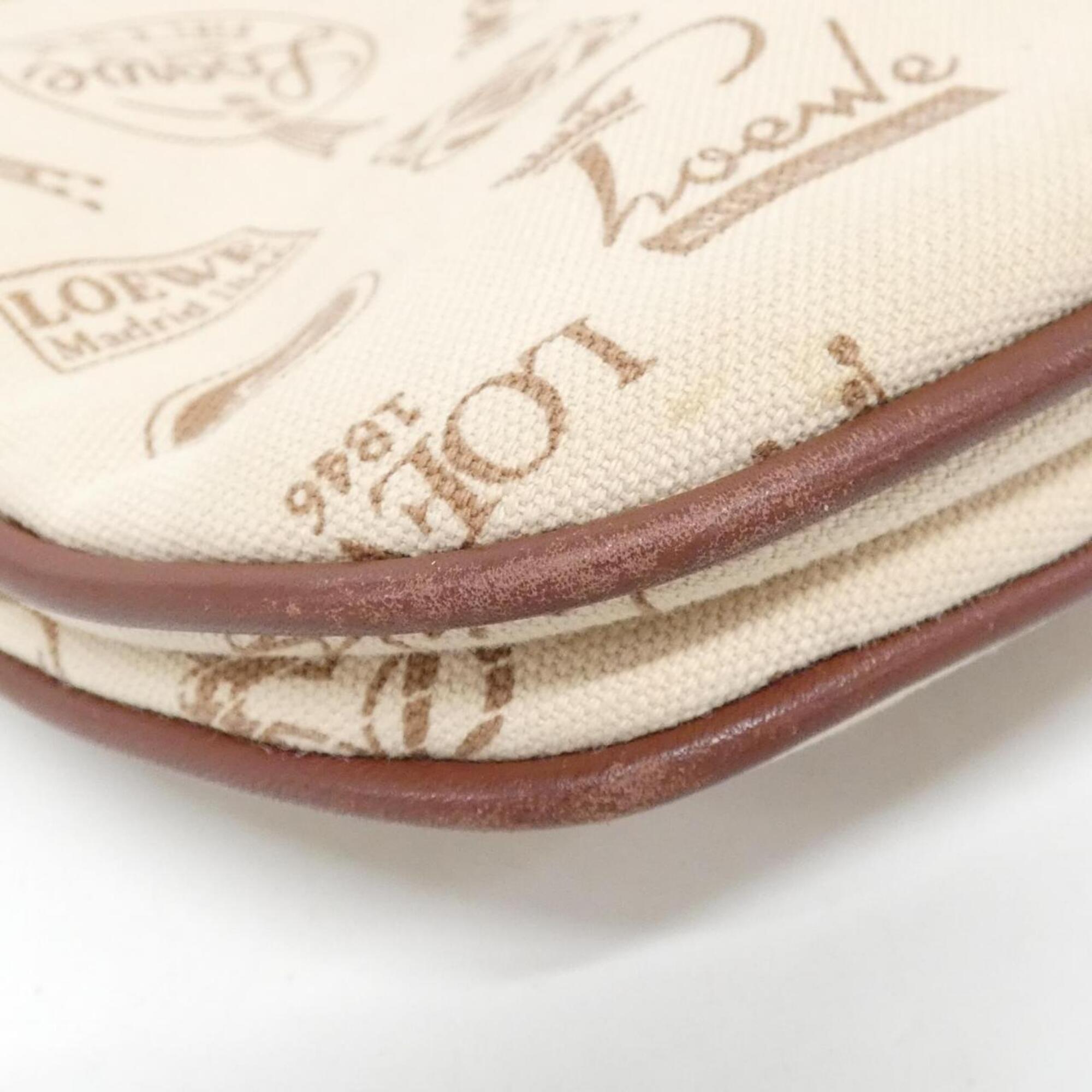 Loewe Beige Brown Red Color Canvas Shoulder Bag (Pre-Owned)