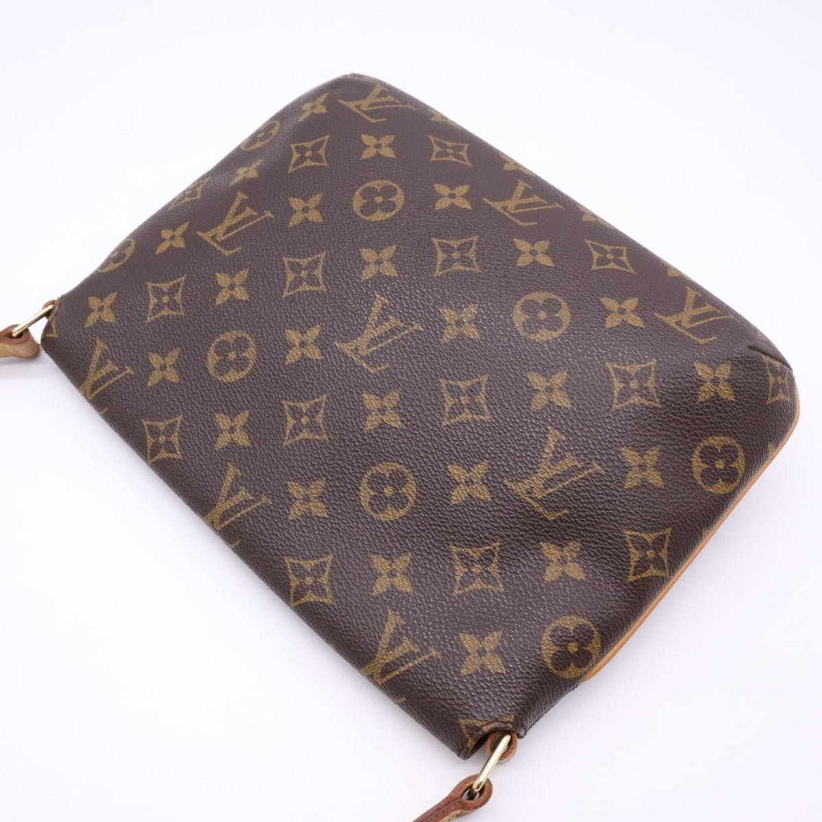 Louis Vuitton Beige Brown Coated Canvas Leather Shoulder Bag (Pre-Owned)