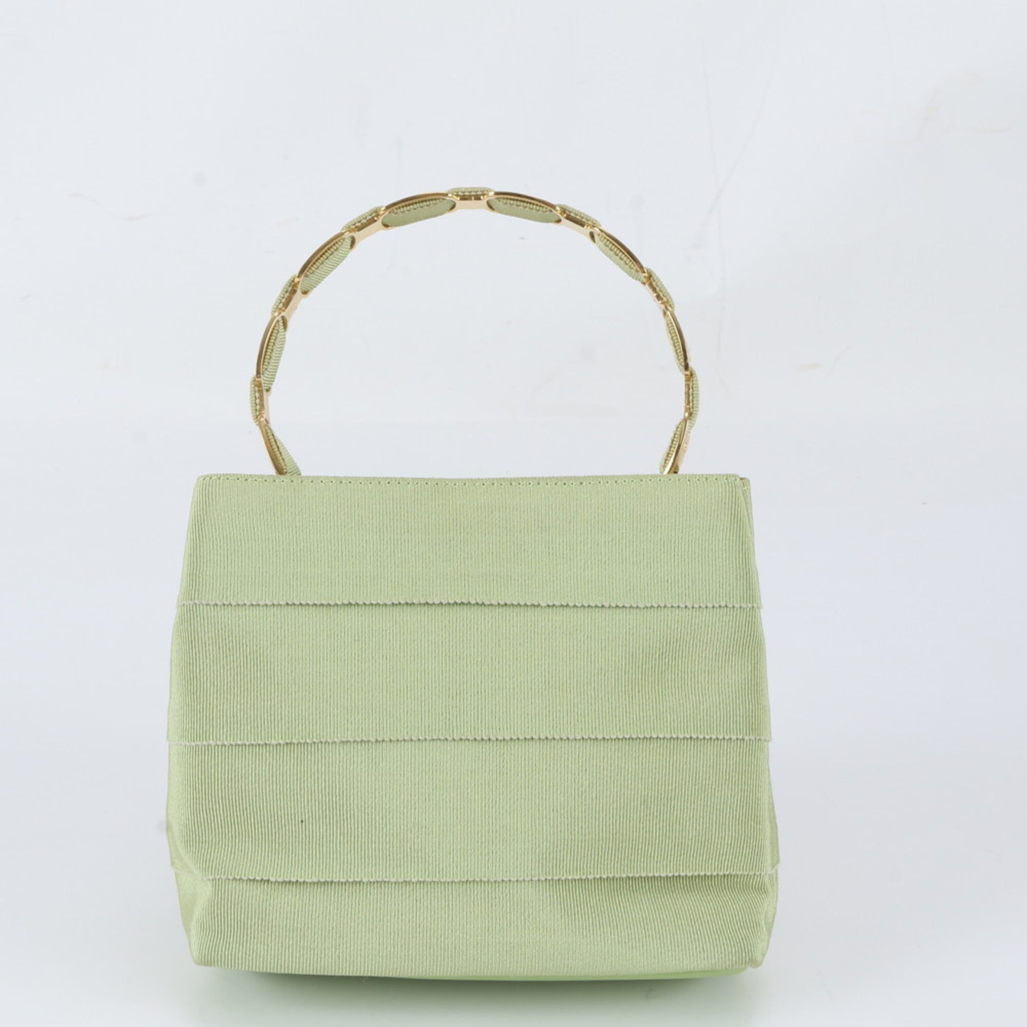 Salvatore Ferragamo Green Leather Canvas Handbag Tote Bag (Pre-Owned)