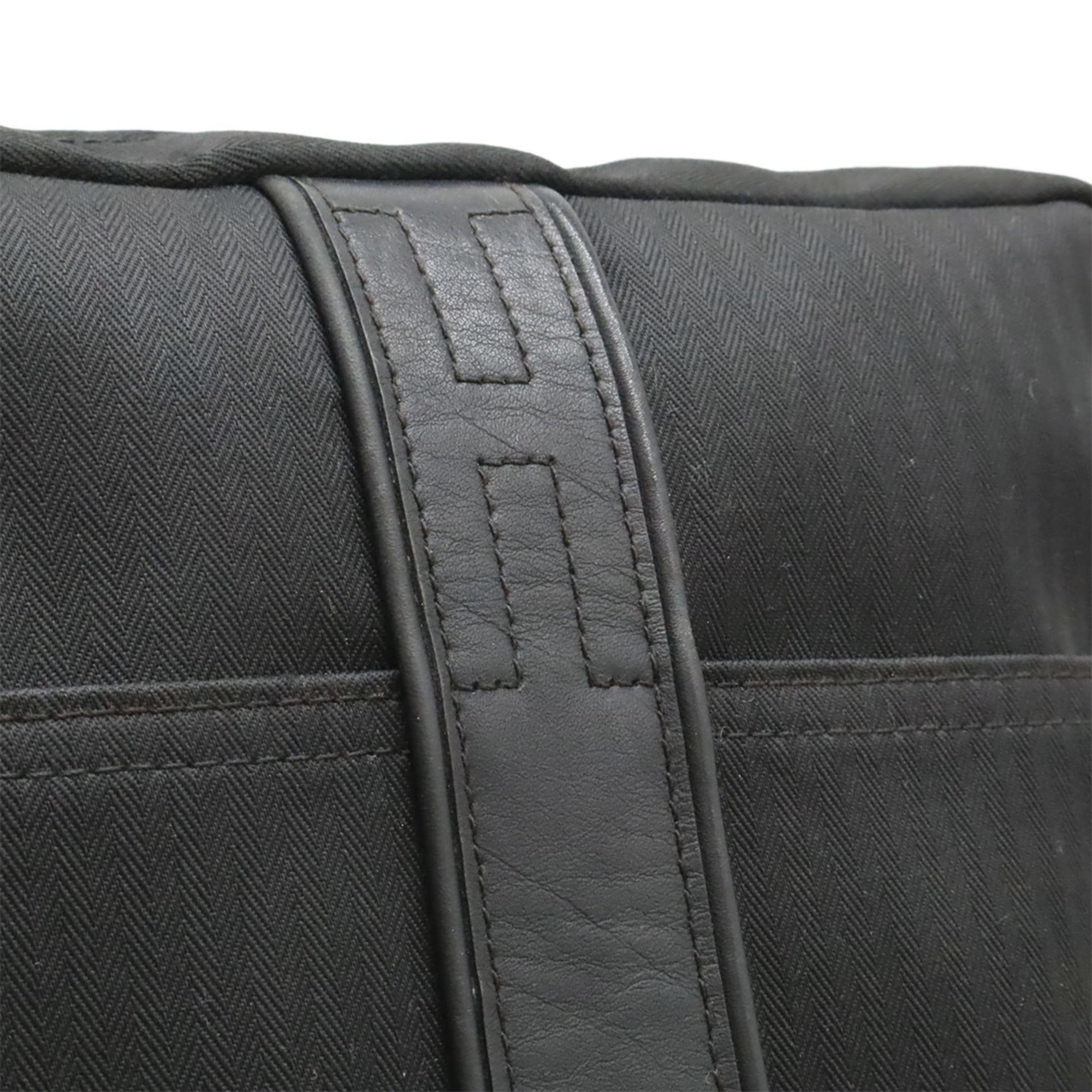Hermes Acapulco Black Toile Chevron Leather Pochette Shoulder Bag (Pre-Owned)