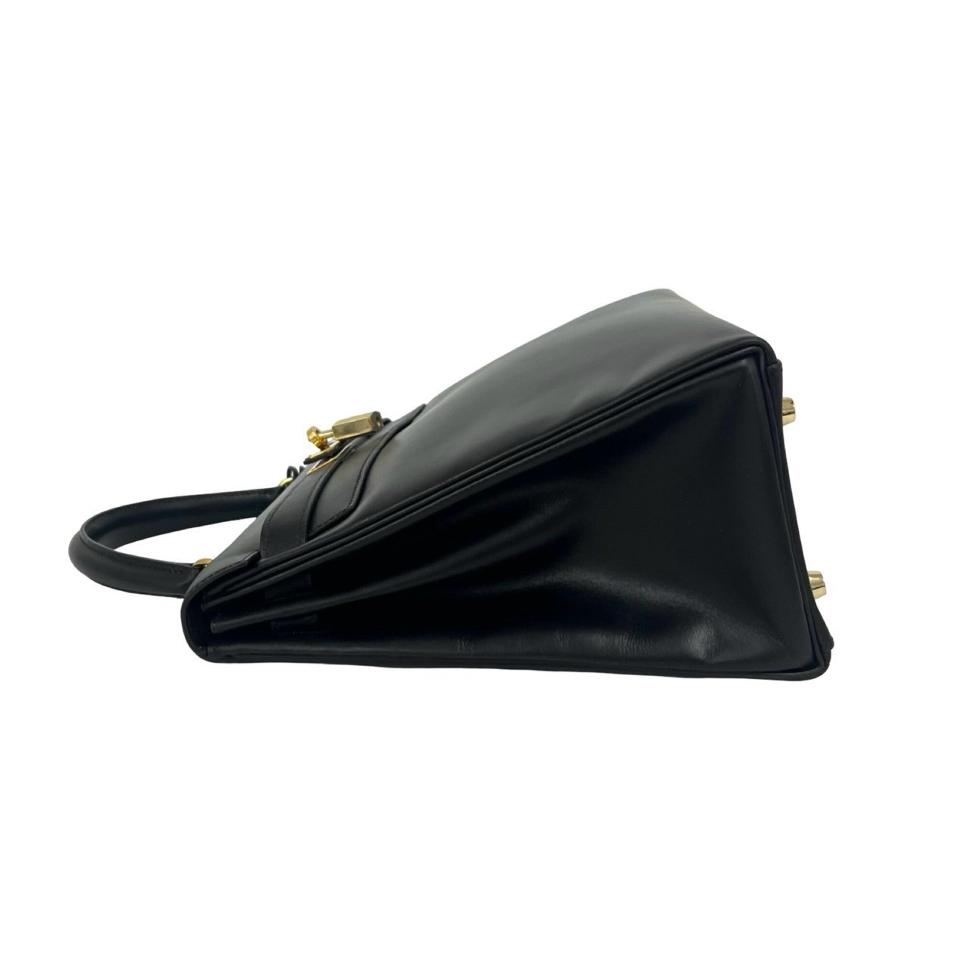 Hermes Black Box Calf Leather Handbag Shoulder Bag (Pre-Owned)
