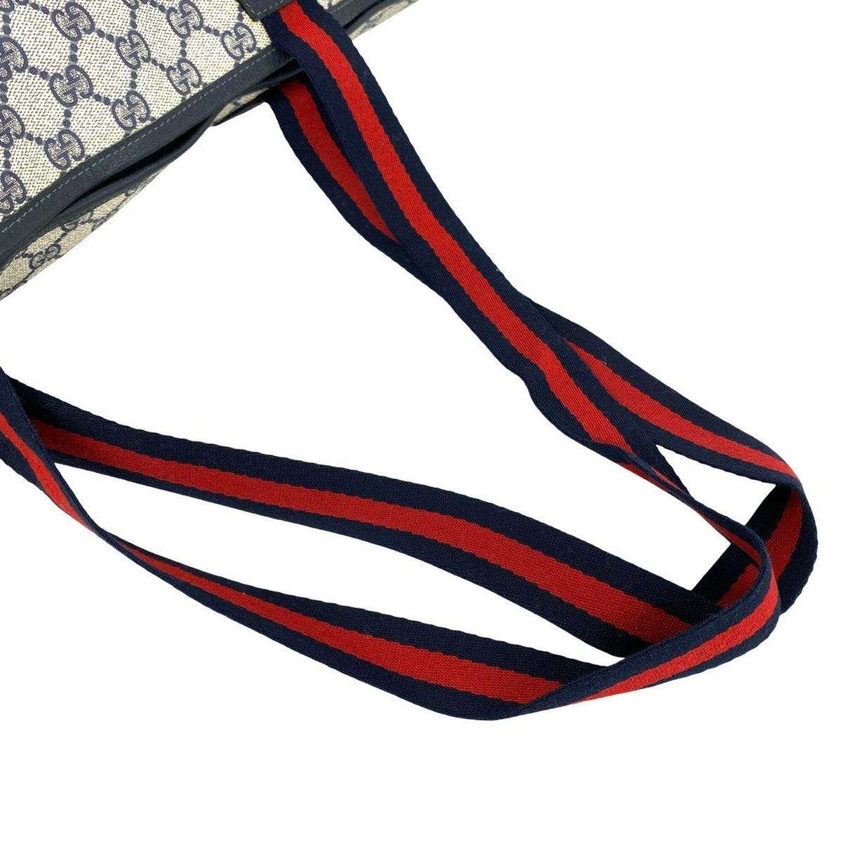 Gucci Navy Red Color Leather Pvc Handbag Tote Bag (Pre-Owned)