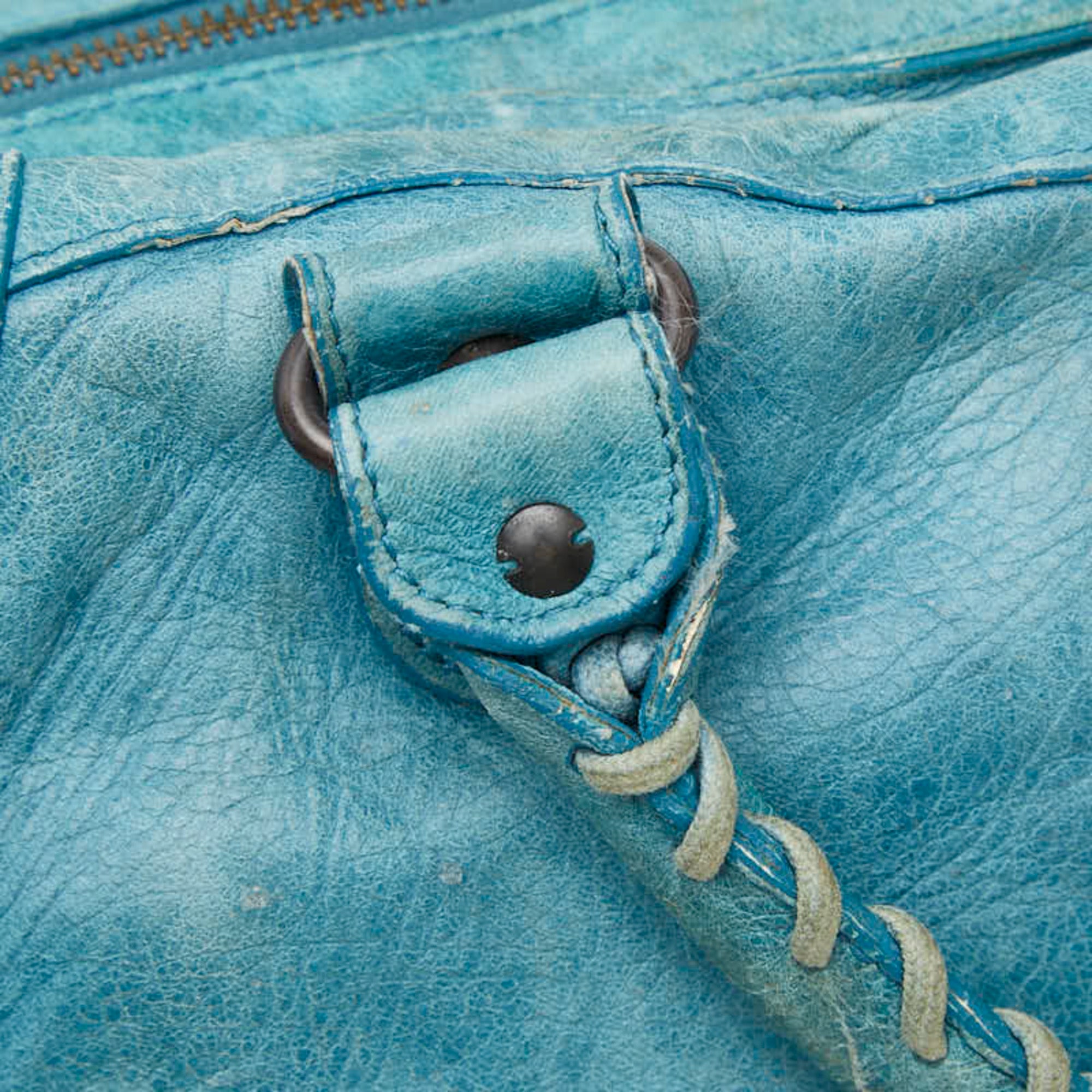 Balenciaga Light Blue Leather Handbag Shoulder Bag (Pre-Owned)