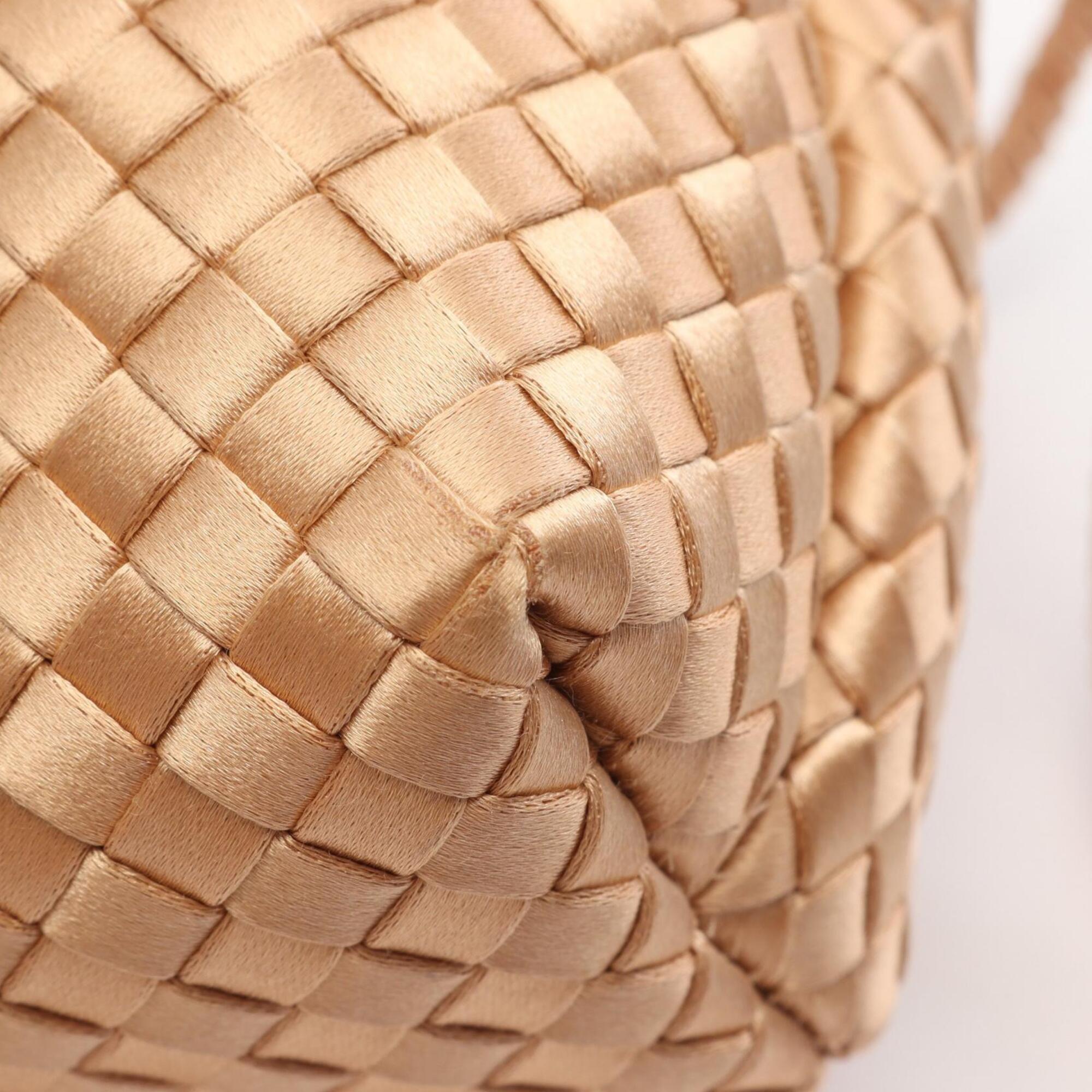 Bottega Veneta Gold Fabric Handbag Shoulder Bag (Pre-Owned)