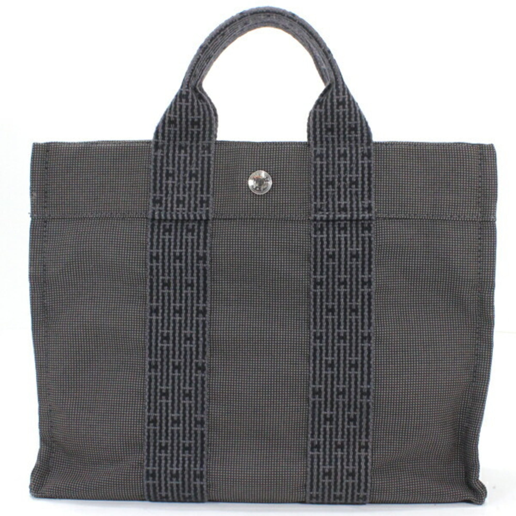 Hermes Her Line Gray Canvas Handbag (Pre-Owned)