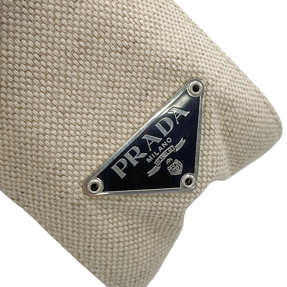 Prada Beige Khaki Canvas Handbag Shoulder Bag (Pre-Owned)