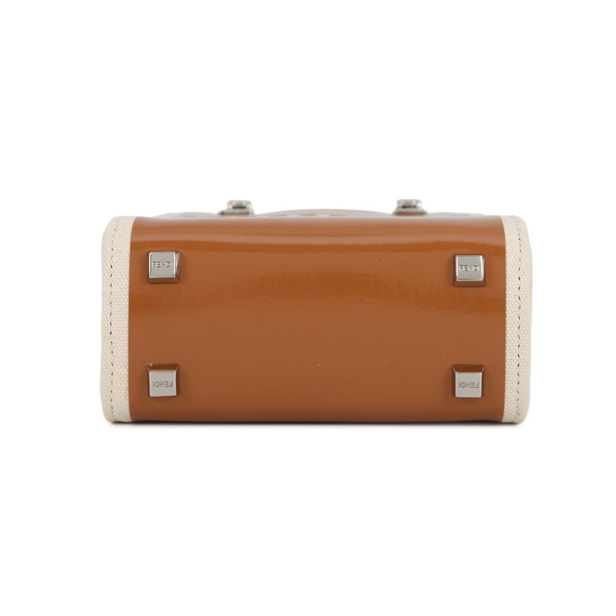 Fendi Brown Ivory Canvas Handbag Shoulder Bag (Pre-Owned)