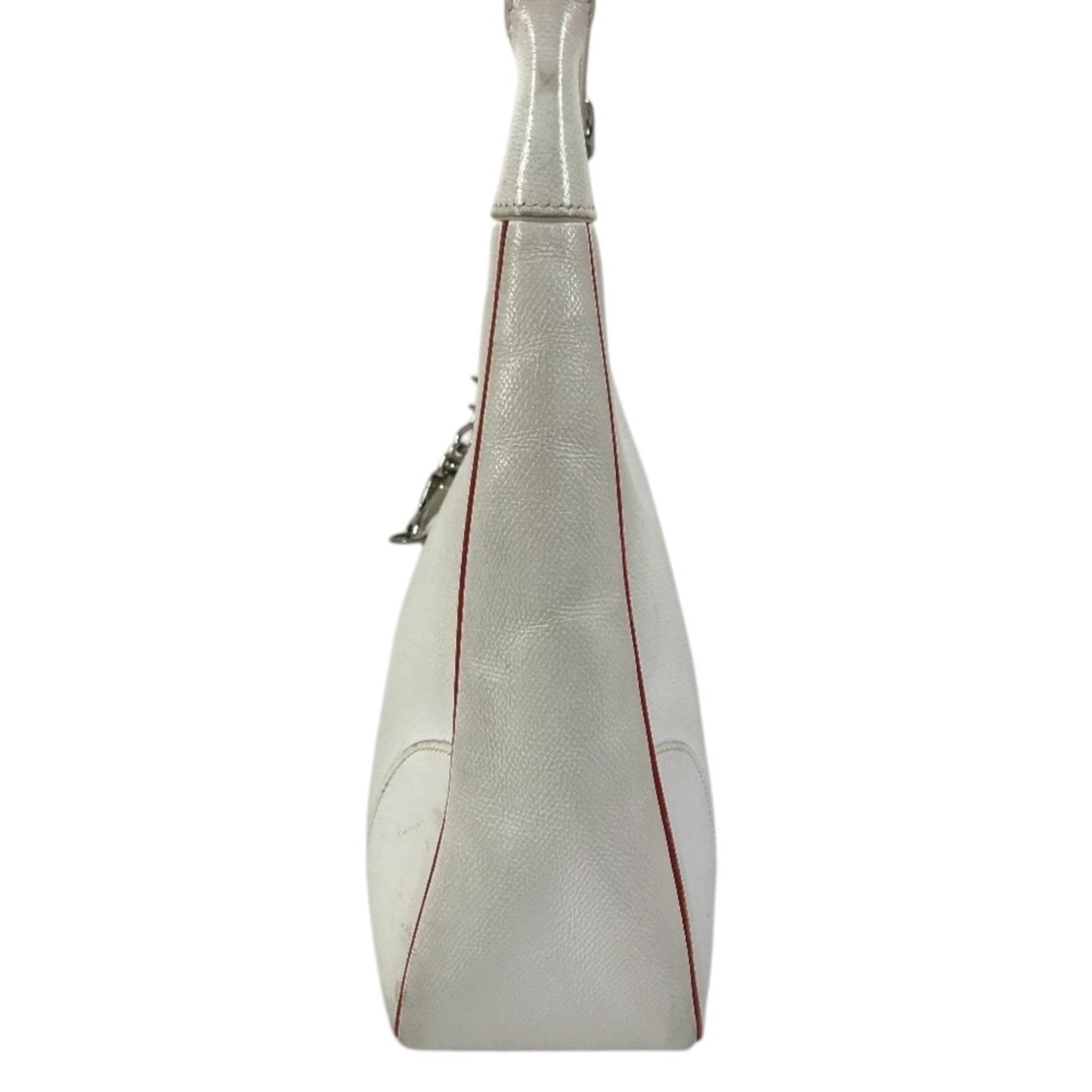 Hermes Red Color White Leather Shoulder Bag Tote Bag (Pre-Owned)