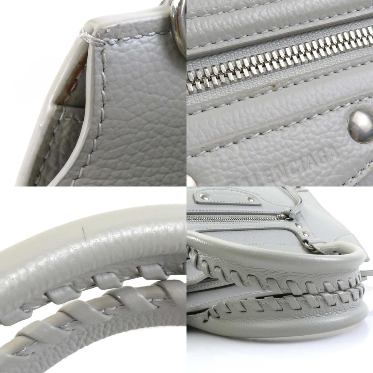 Balenciaga Light Gray Leather Handbag Shoulder Bag (Pre-Owned)