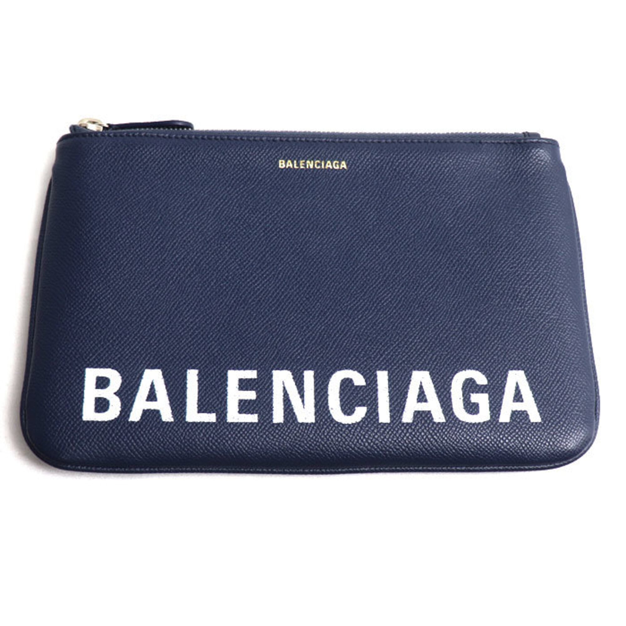Balenciaga Navy Leather Clutch Bag (Pre-Owned)