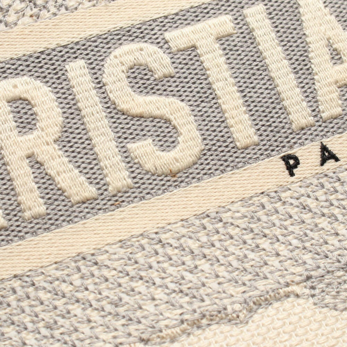 Christian Dior Gray Ivory Canvas Handbag Tote Bag (Pre-Owned)