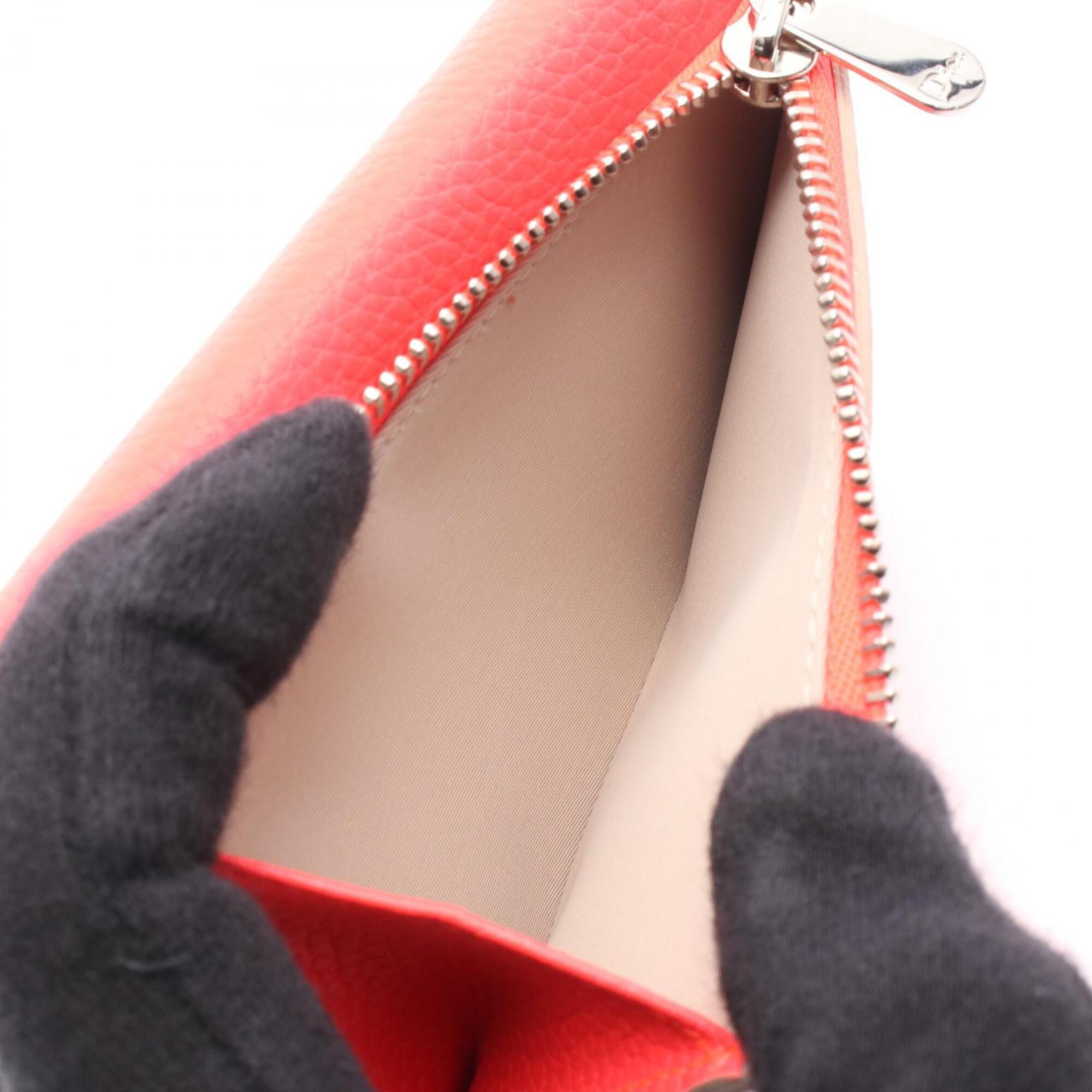 Christian Dior Red Color Leather Wallet (Tri-Fold) (Pre-Owned)