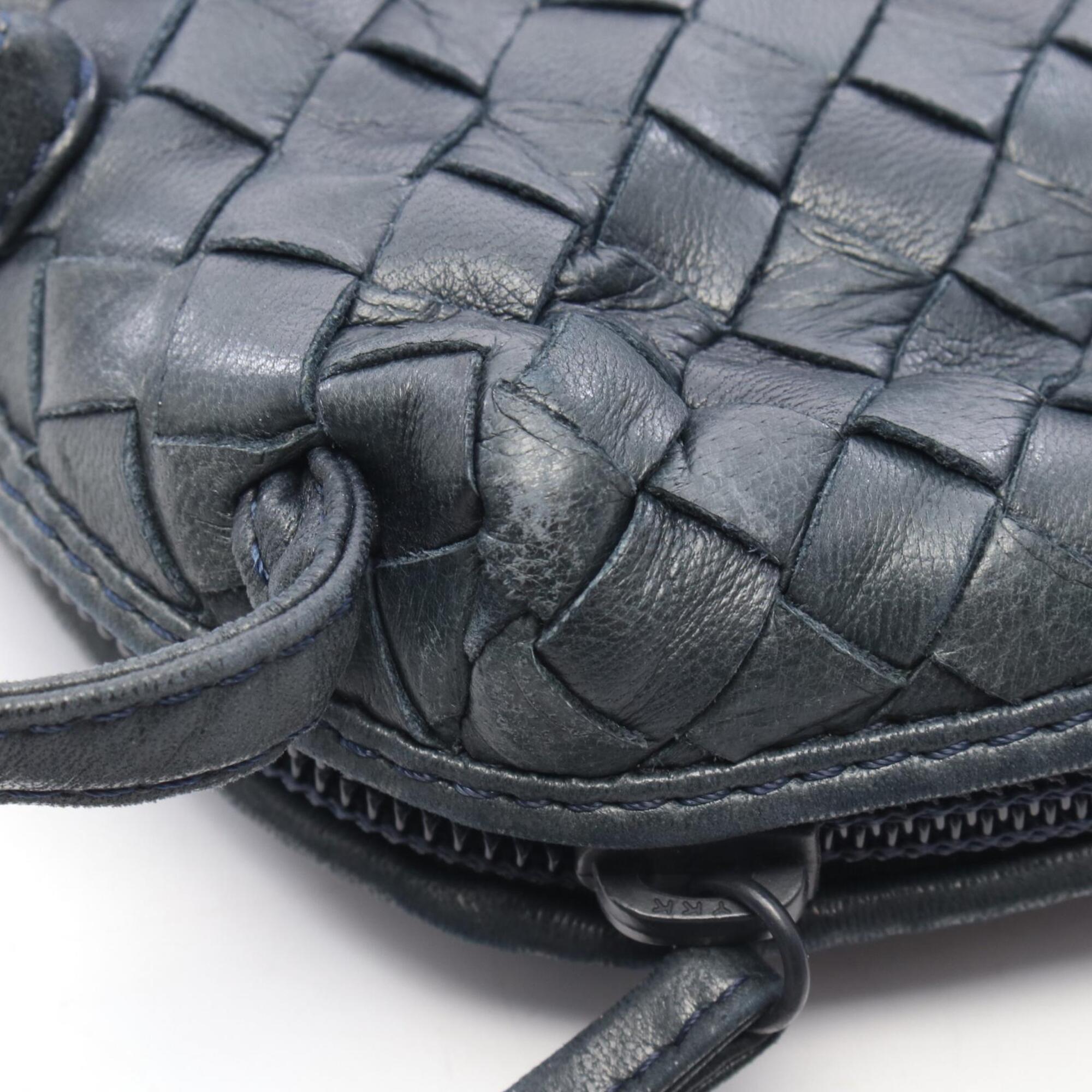 Bottega Veneta Navy Intrecciato Handbag Shoulder Bag (Pre-Owned)