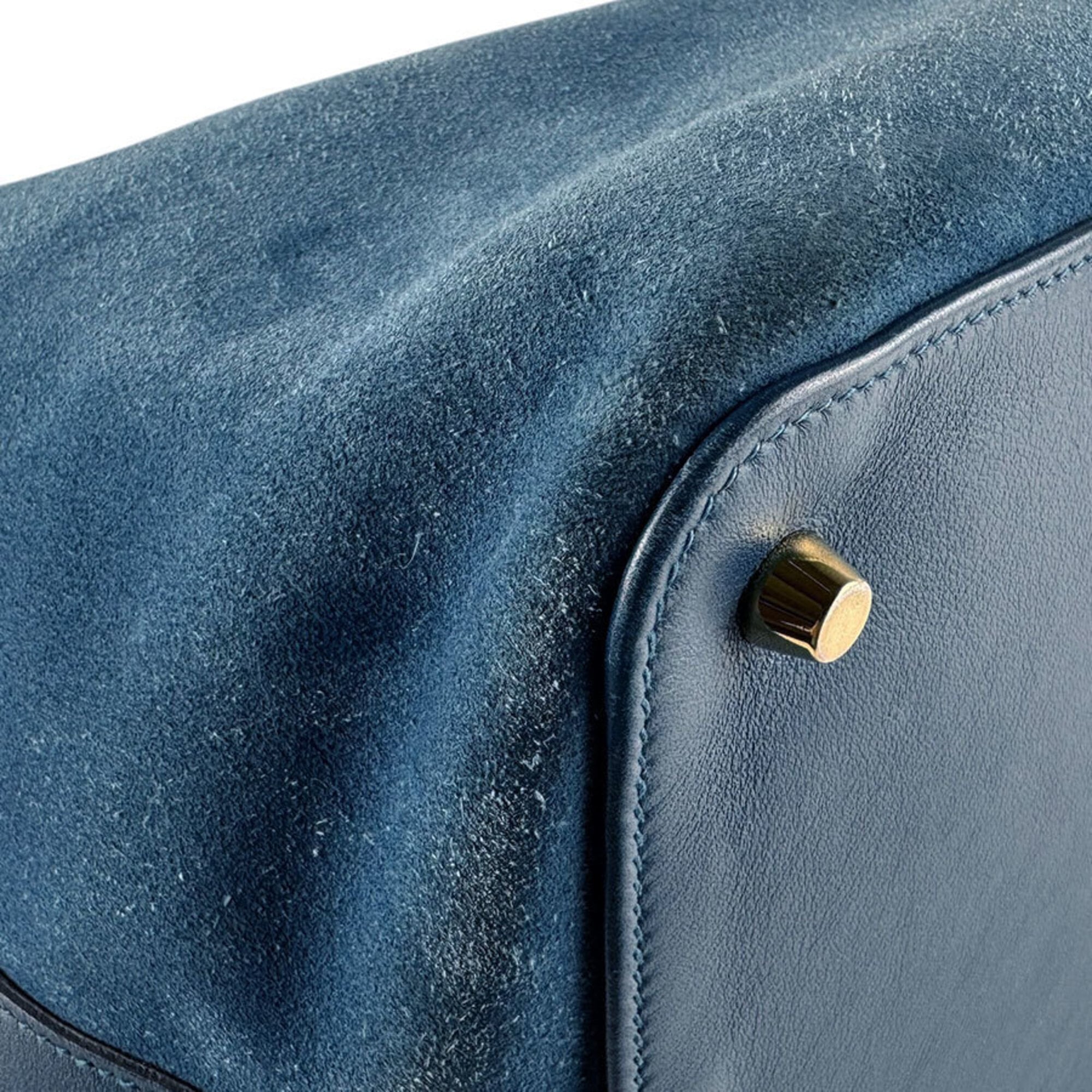Hermes Blue Swift Leather Handbag Shoulder Bag (Pre-Owned)