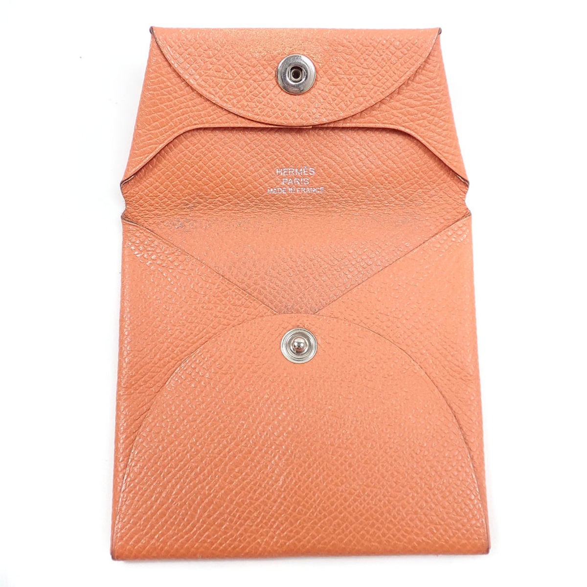 Hermes Bastia Orange Leather Coin Purse/Coin Case (Pre-Owned)