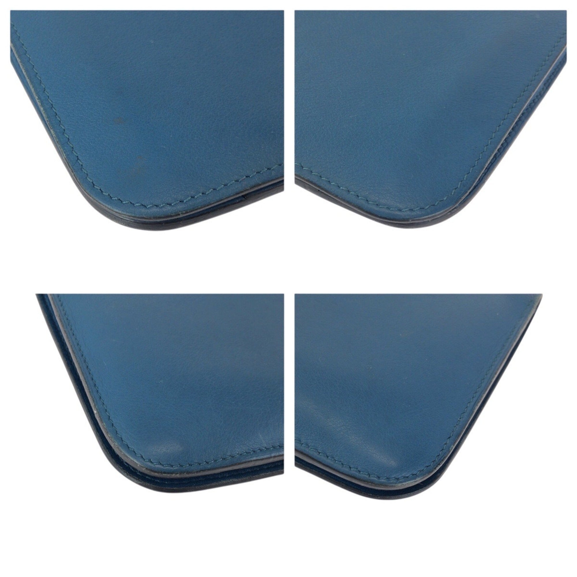 Hermes Blue Blue Jean Togo Leather Wallet (Bi-Fold) (Pre-Owned)