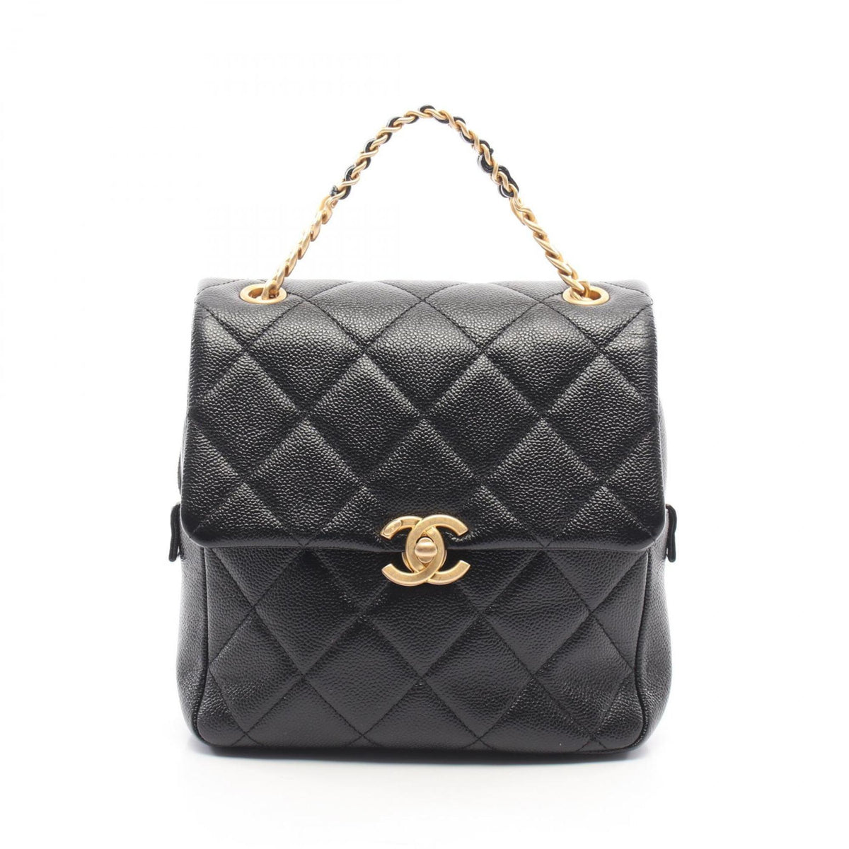 Chanel 2.55 Black Grained Calfskin Backpack Handbag (Pre-Owned)