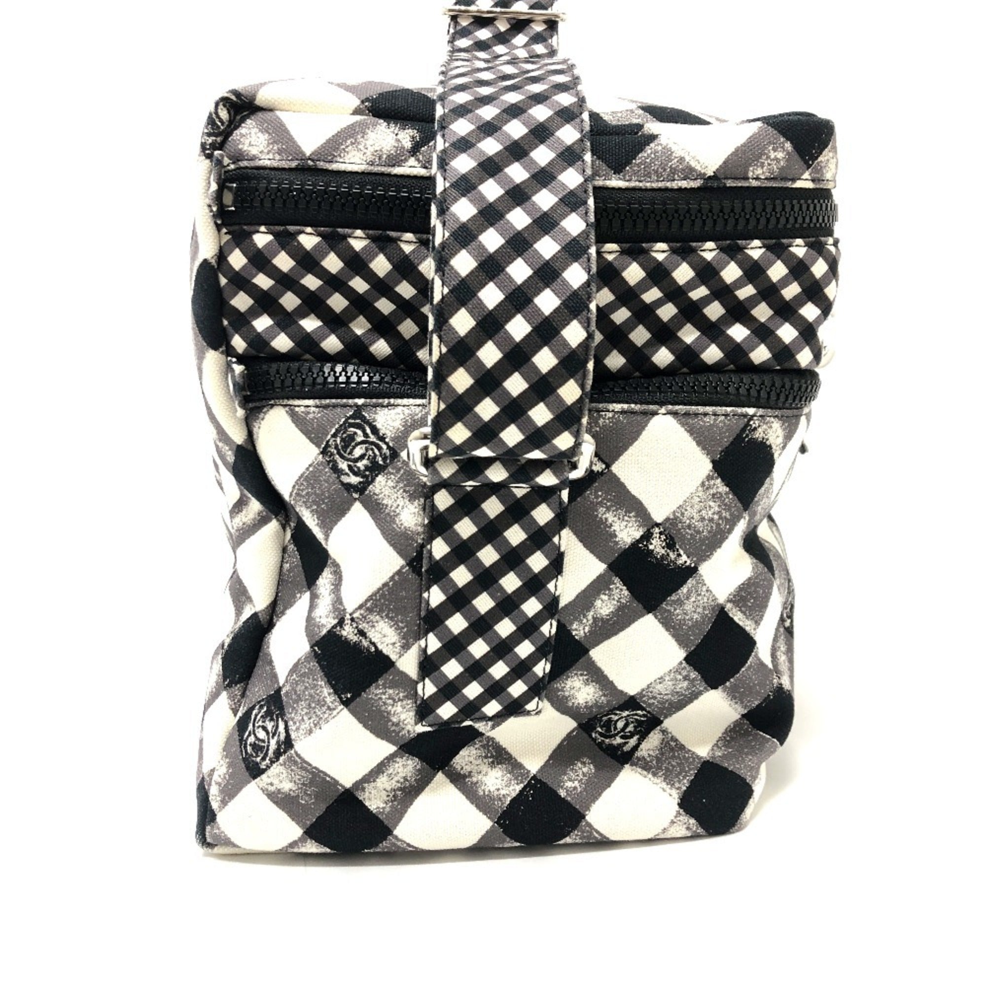 Chanel Black White Canvas Shoulder Bag (Pre-Owned)