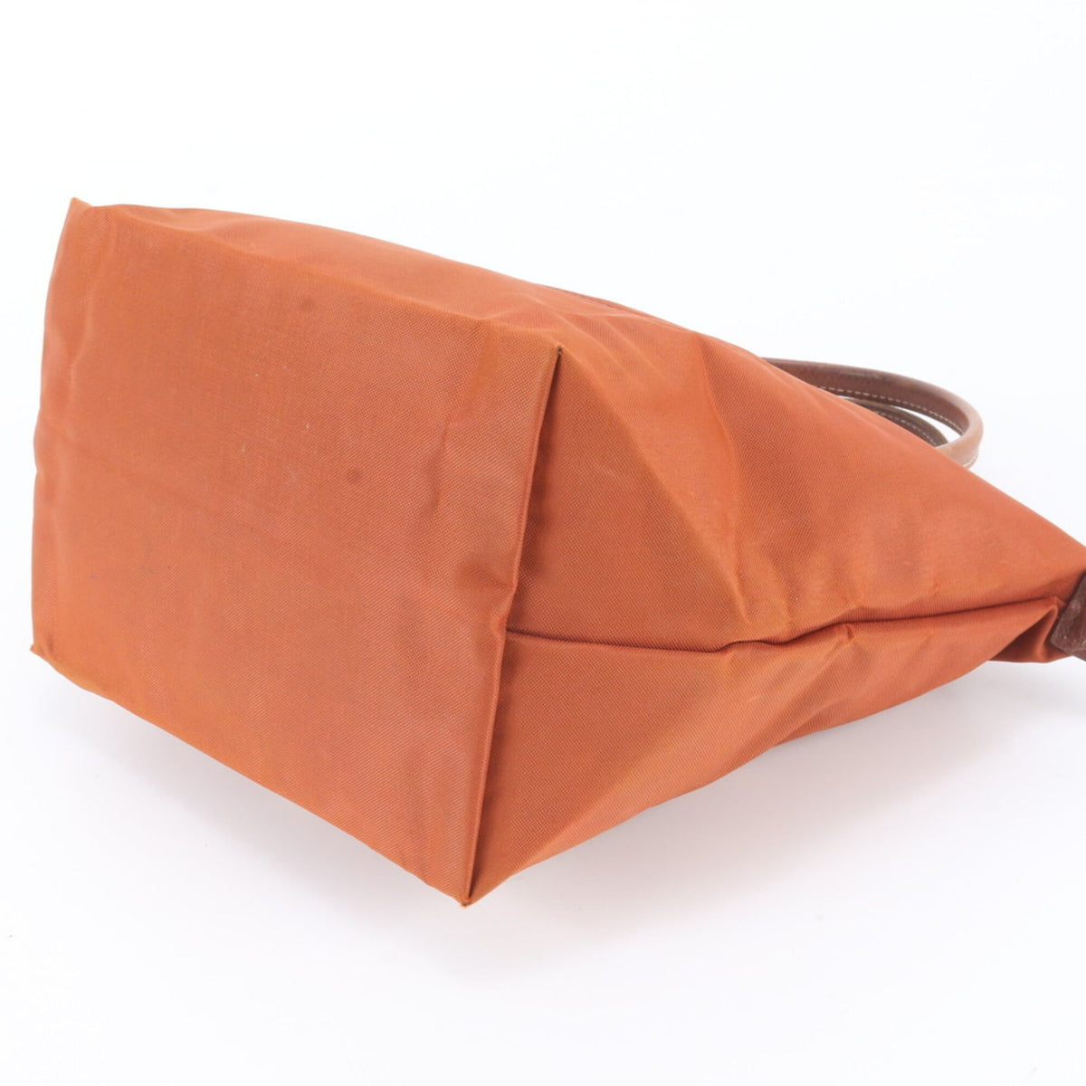 Longchamp Brown Orange Leather Nylon Handbag Shoulder Bag Tote Bag (Pre-Owned)