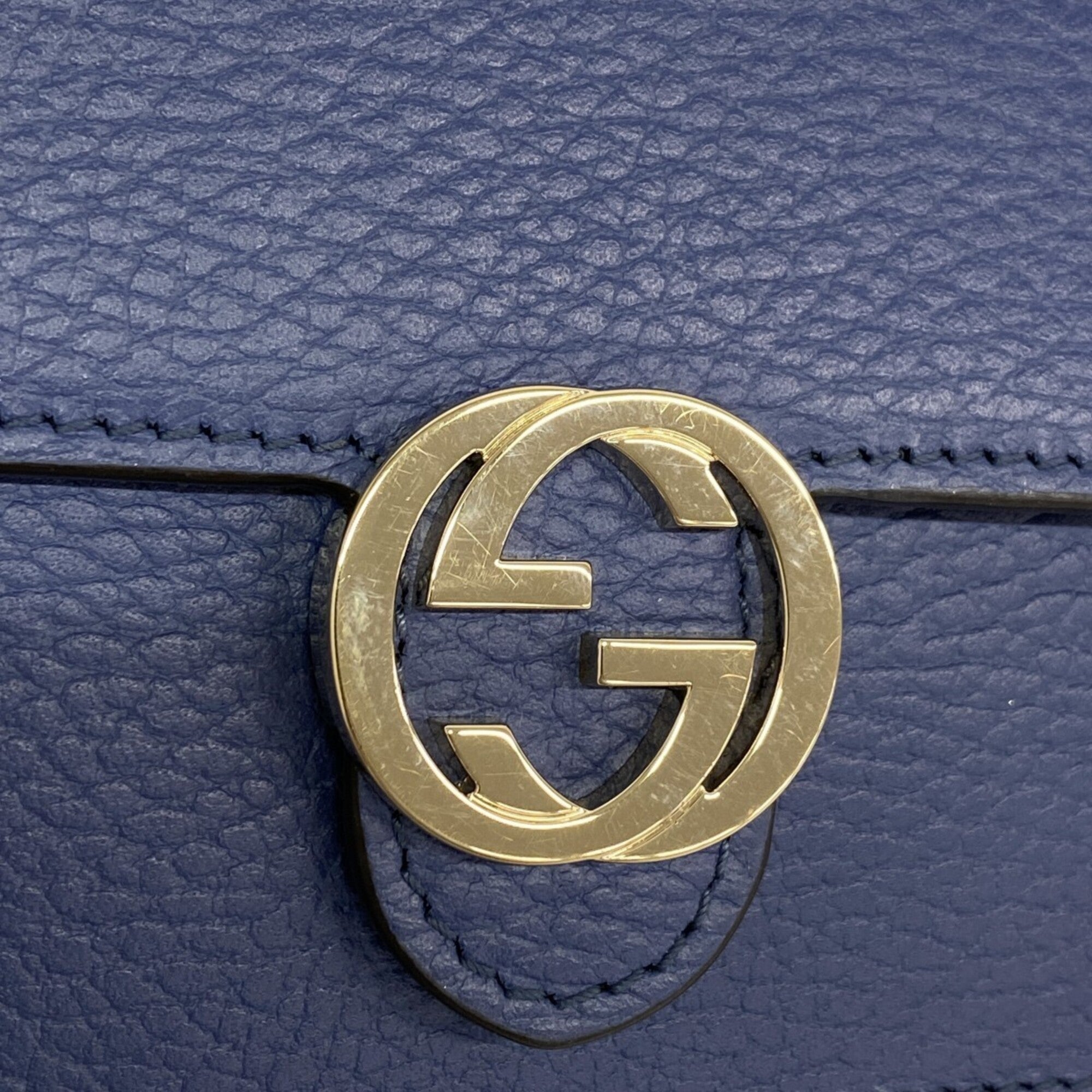 Gucci Blue Leather Chain/Shoulder Wallet (Pre-Owned)