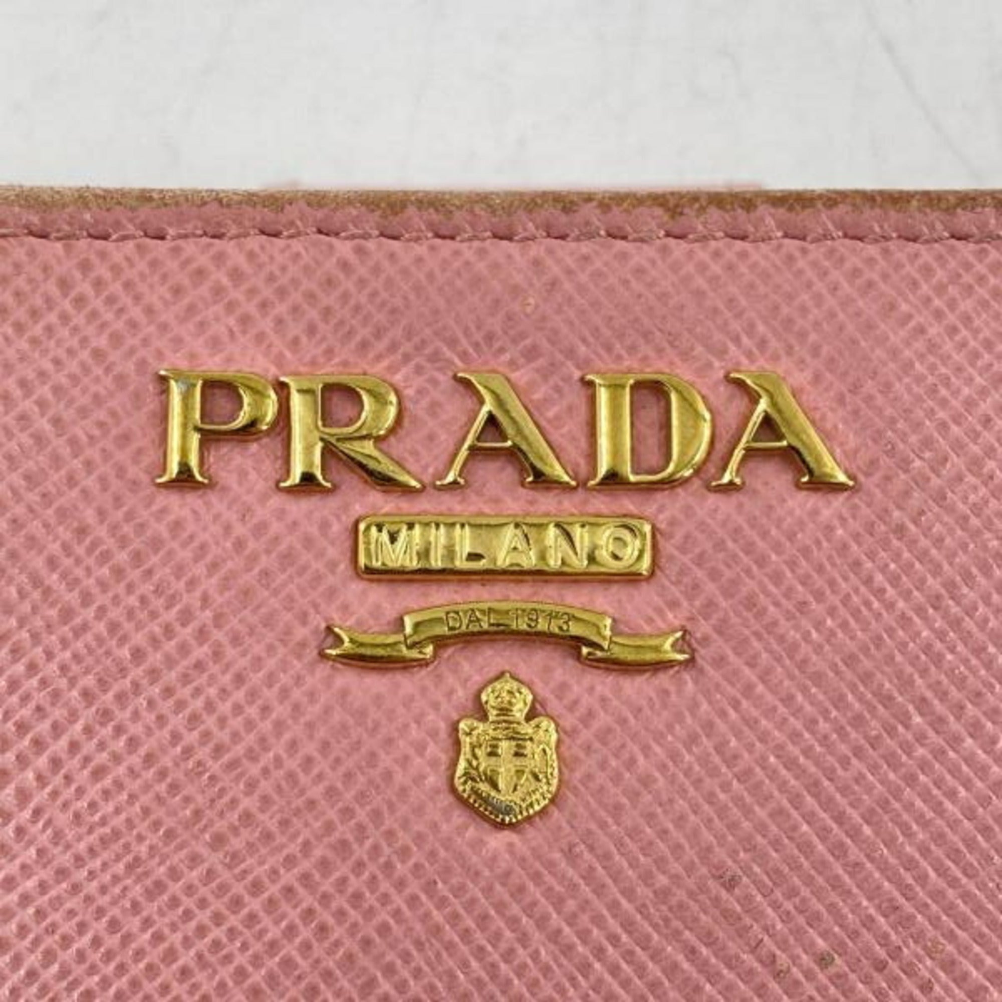 Prada Pink Saffiano Triangle Wallet (Bi-Fold) (Pre-Owned)