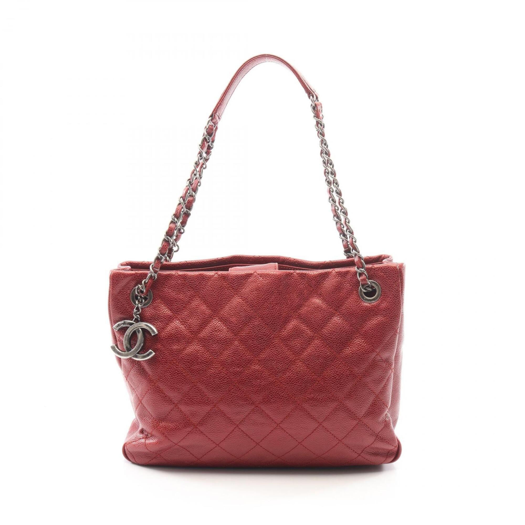 Chanel Bordeaux Grained Calfskin Handbag Tote Bag (Pre-Owned)