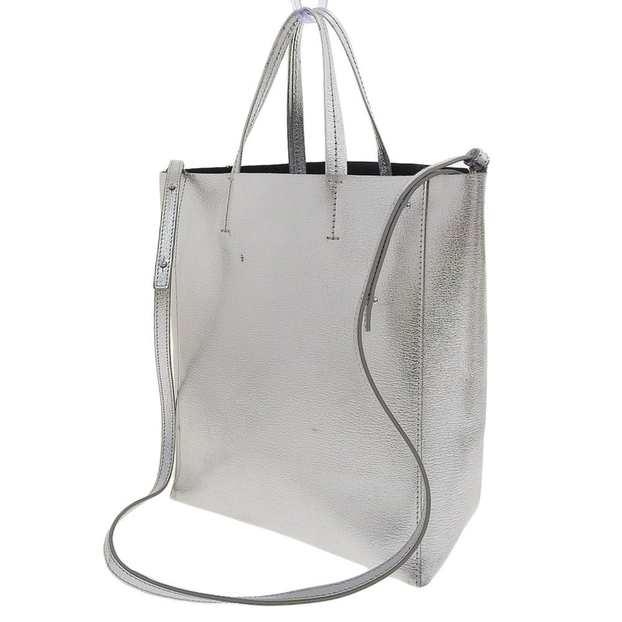 Celine Silver Leather Handbag Shoulder Bag (Pre-Owned)