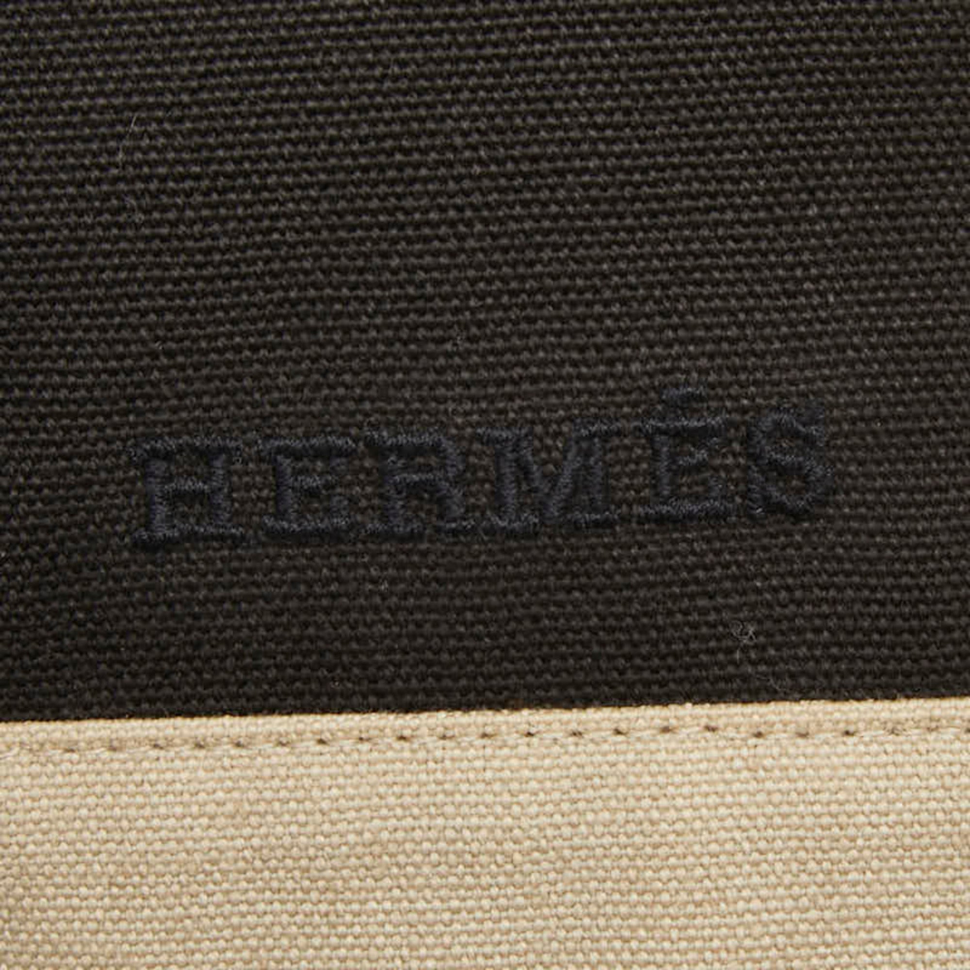 Hermes Beige Black Cotton Clutch Bag (Pre-Owned)