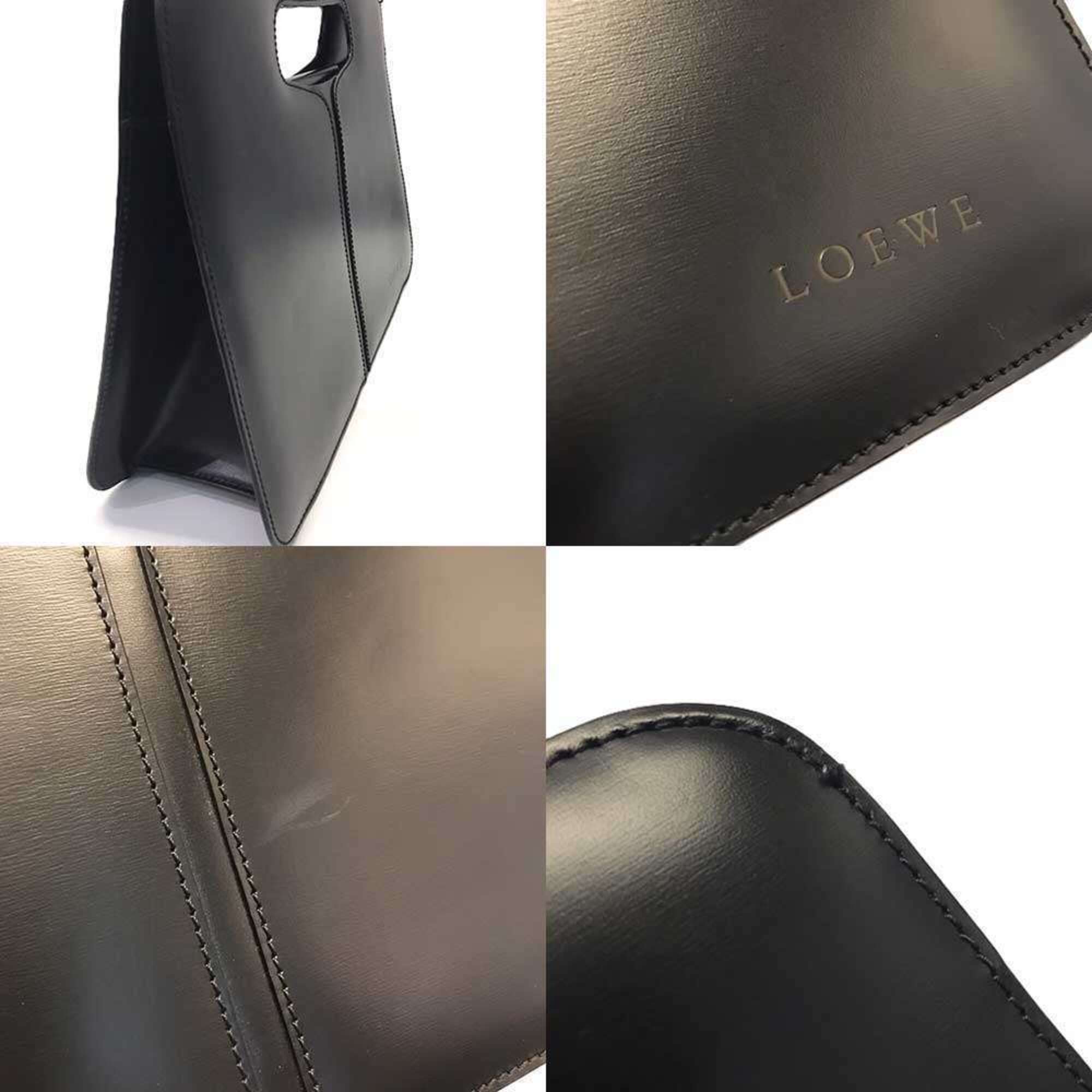 Loewe Black Leather Clutch Bag Handbag (Pre-Owned)