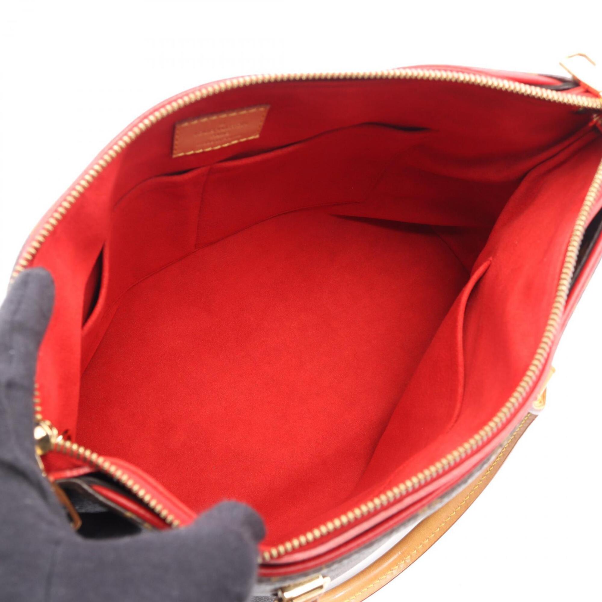 Louis Vuitton Brown Cerise Red Color Coated Canvas Leather Handbag (Pre-Owned)